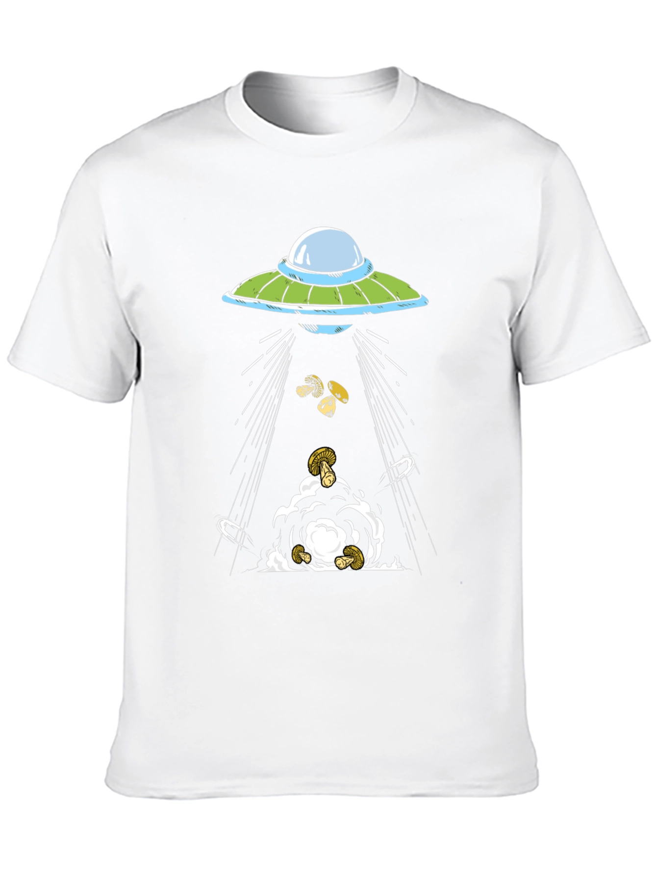 UFO Abduction Mushroom Graphic T-Shirt