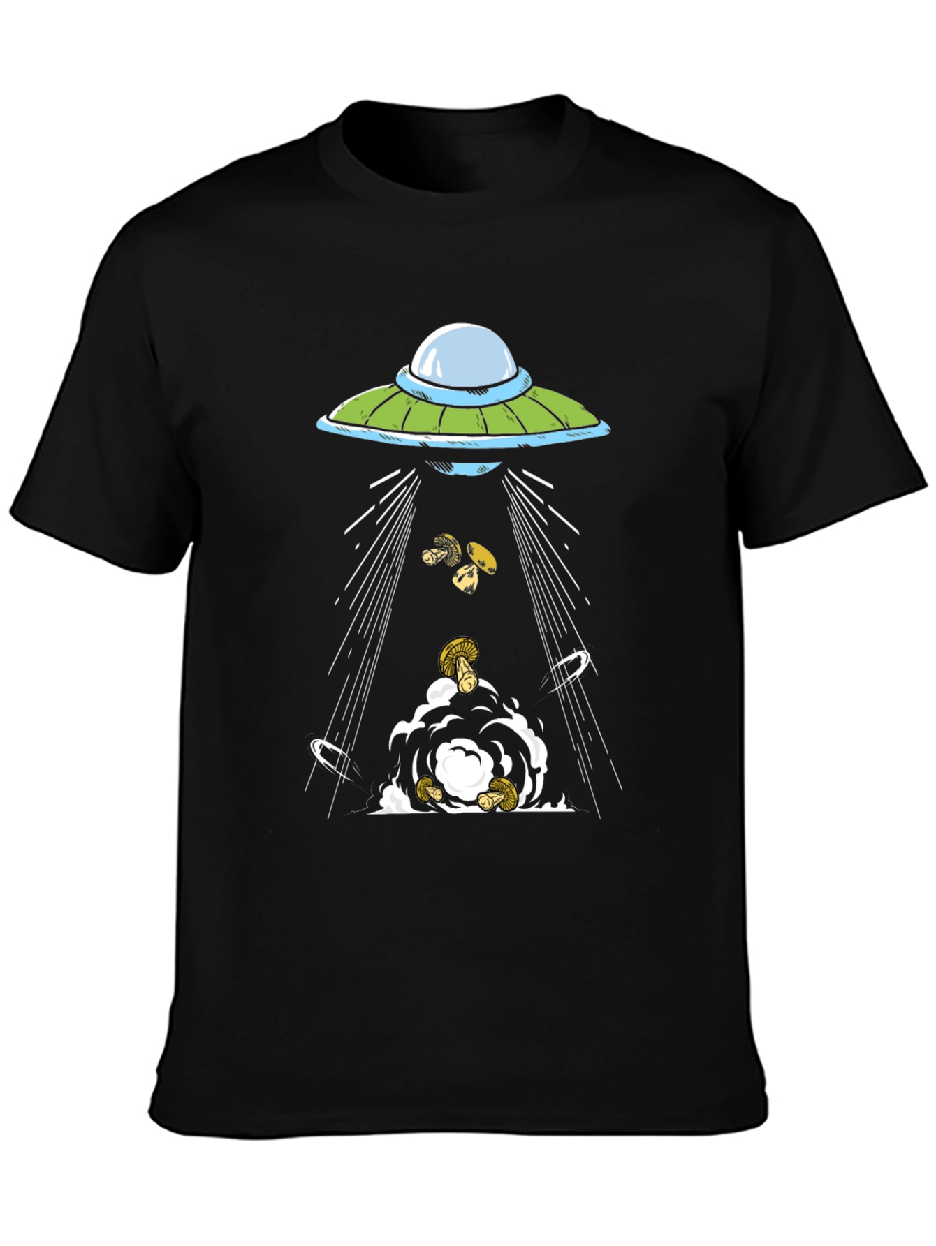 UFO Abduction Mushroom Graphic T-Shirt