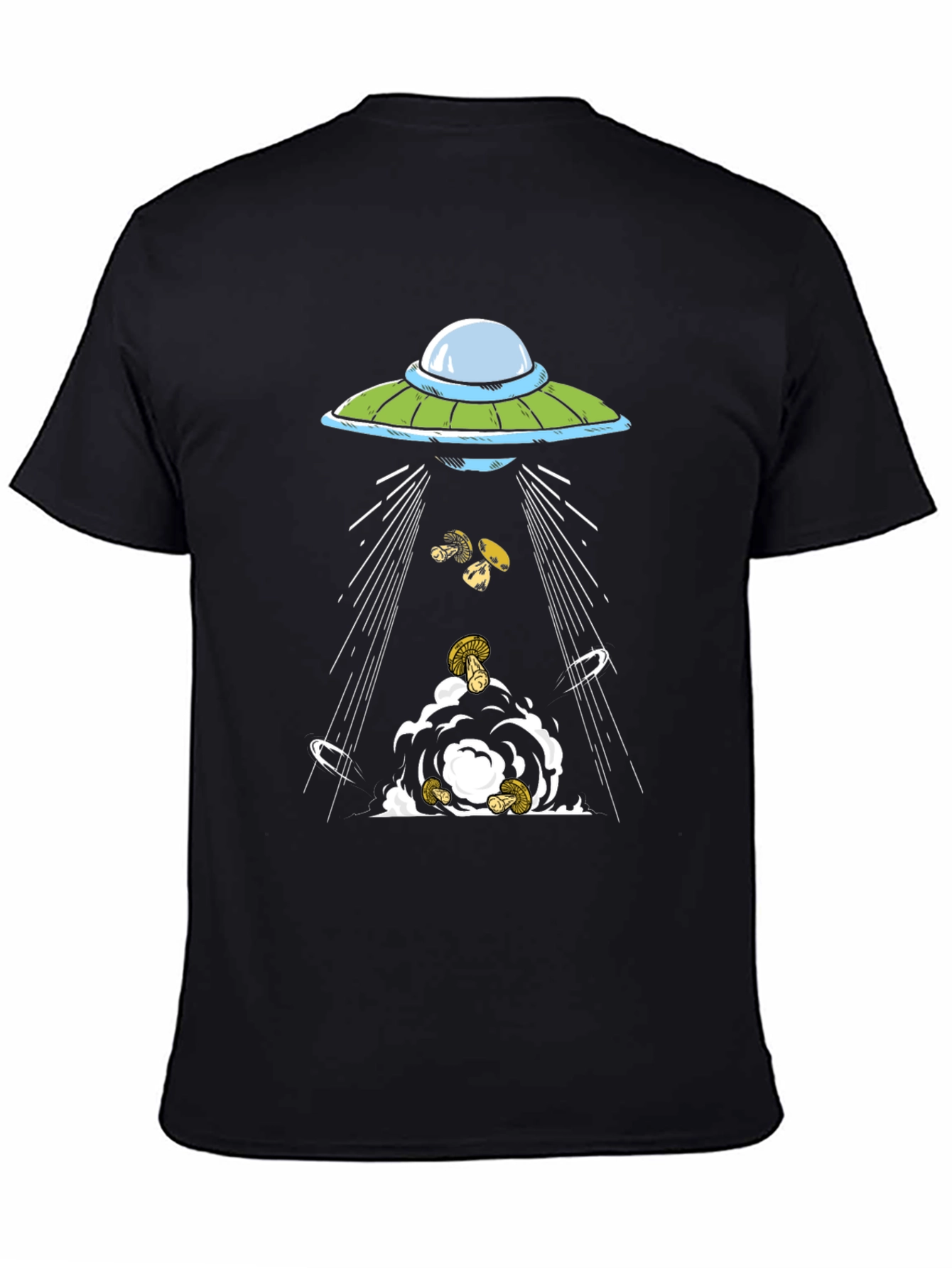 UFO Abduction Mushroom Graphic T-Shirt