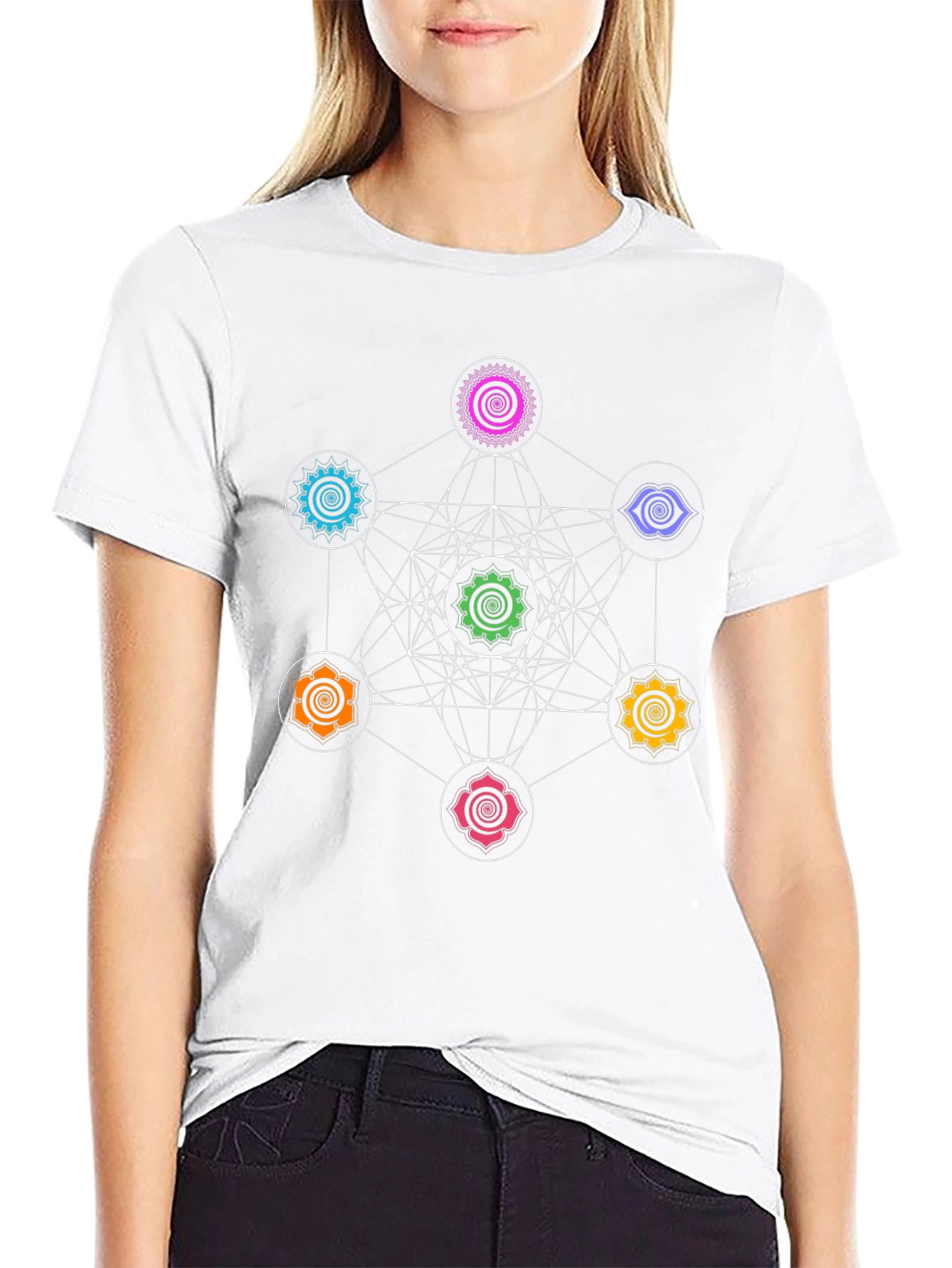 Metatrons Cube Chakra T-Shirt - Sacred Geometry Tee