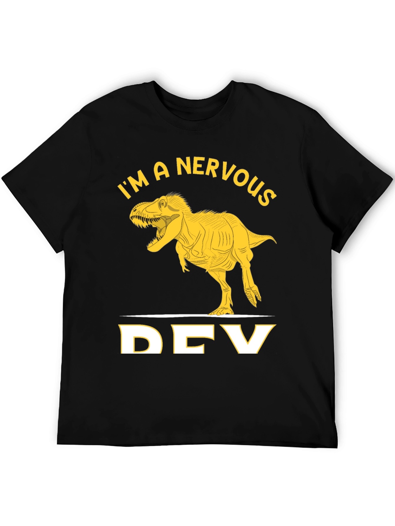 Nervous Dev T-Rex Graphic Tee - Programmer Humor