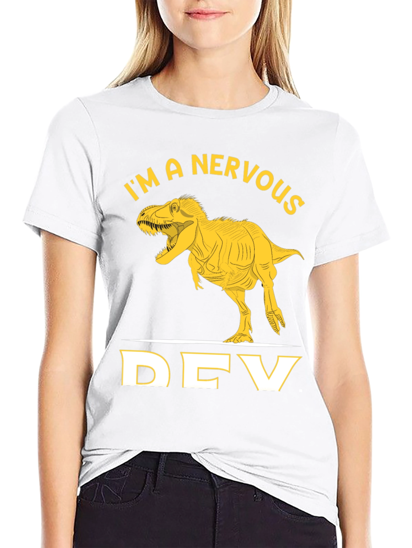 Nervous Dev T-Rex Graphic Tee - Programmer Humor