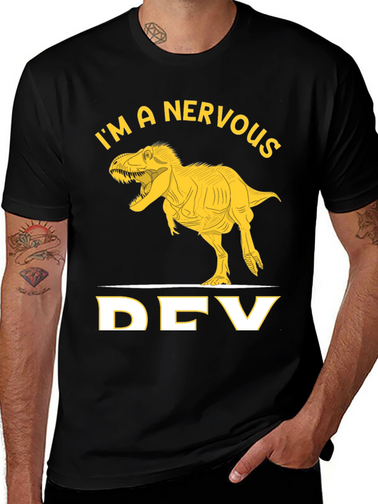 Nervous Dev T-Rex Graphic Tee - Programmer Humor