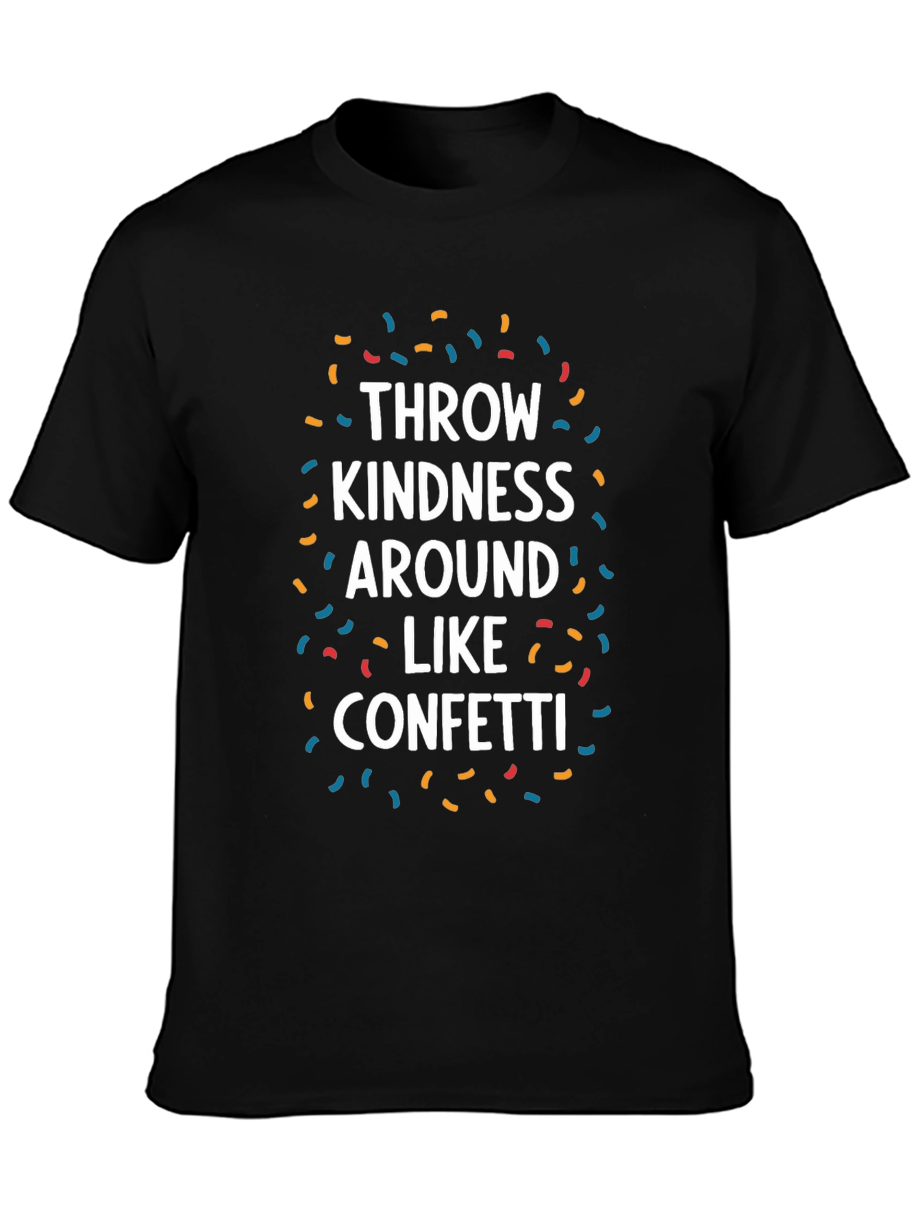 Kindness Confetti Graphic Tee - Black Cotton T-Shirt
