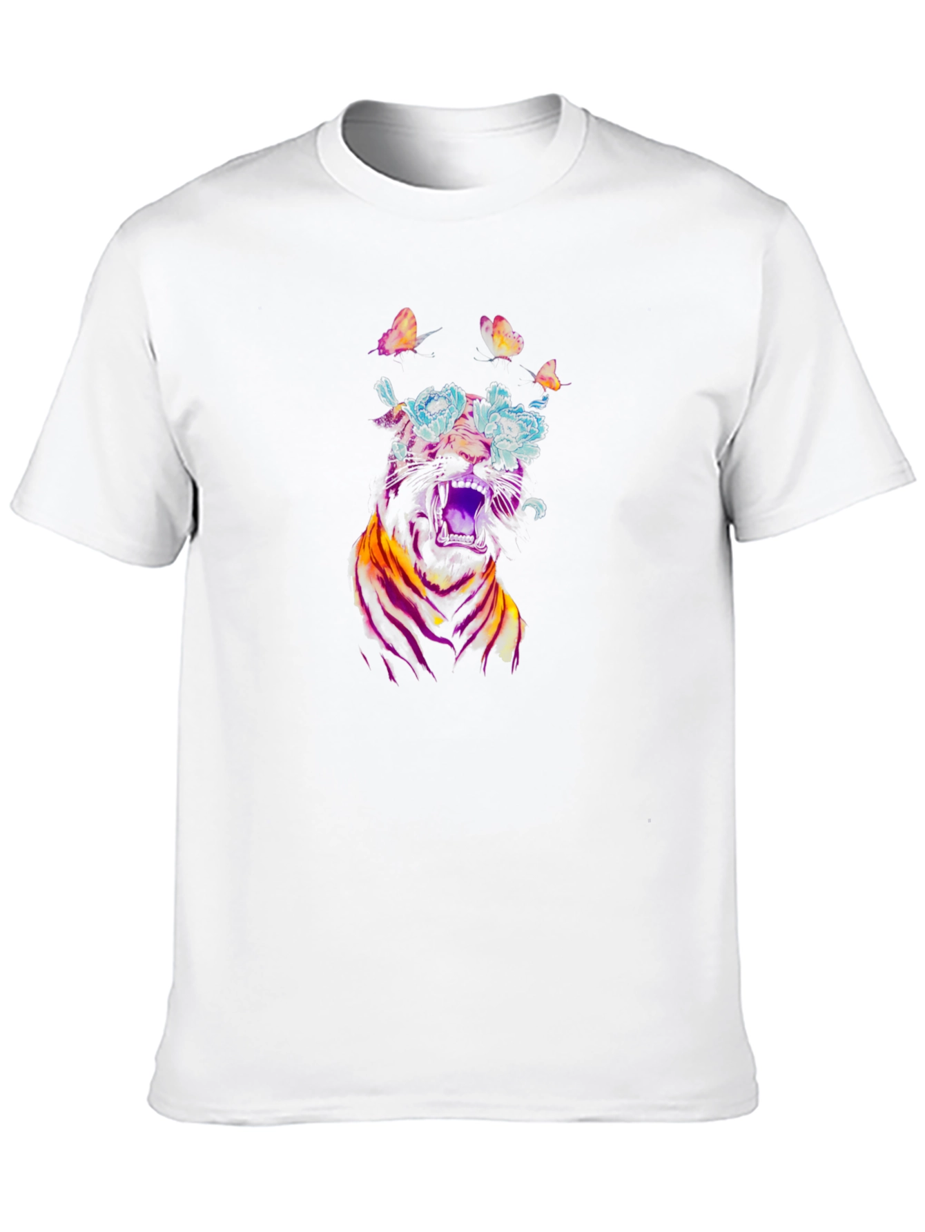 Floral Tiger Graphic Black T-Shirt