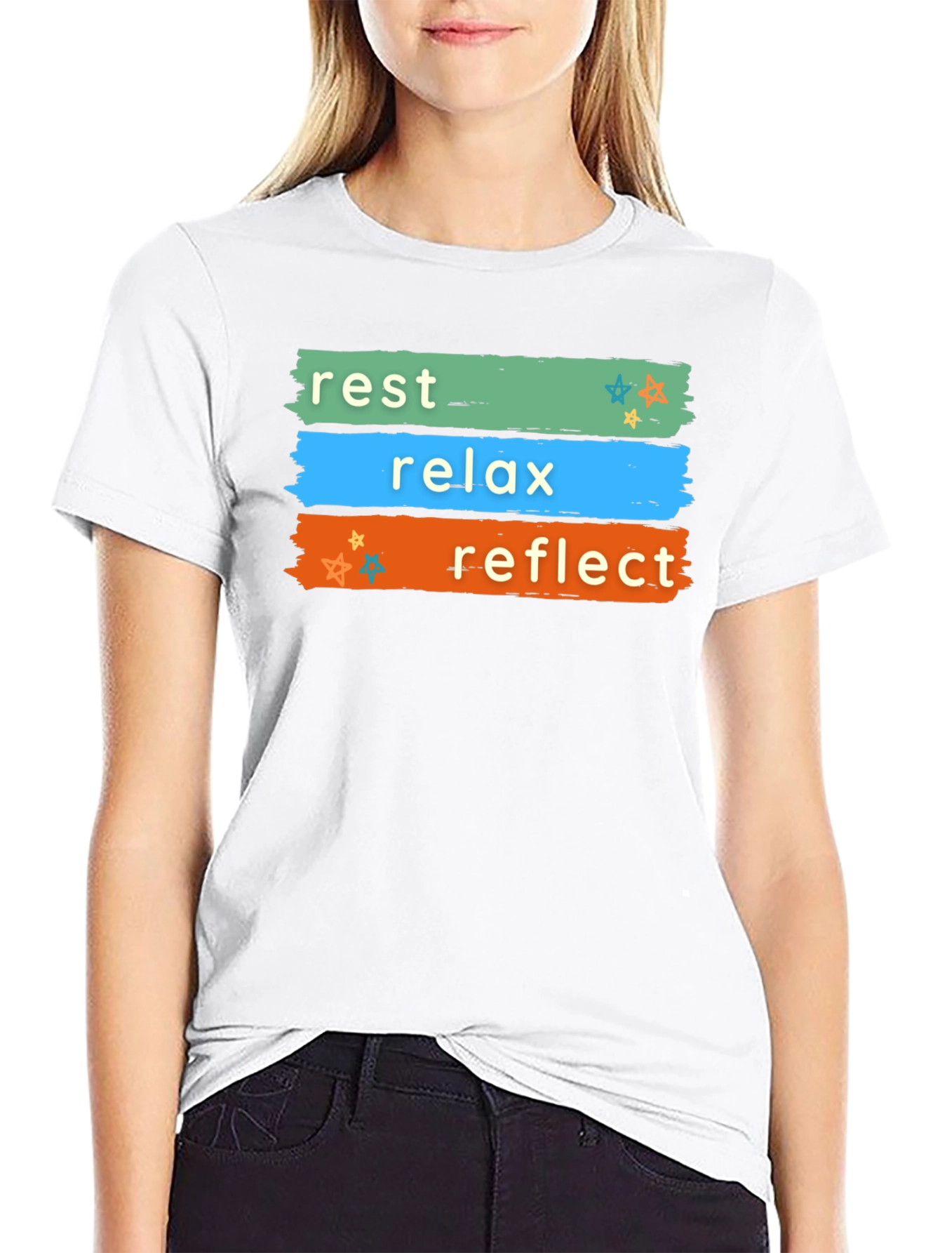 Rest Relax Reflect Graphic T-Shirt - Black Casual Tee