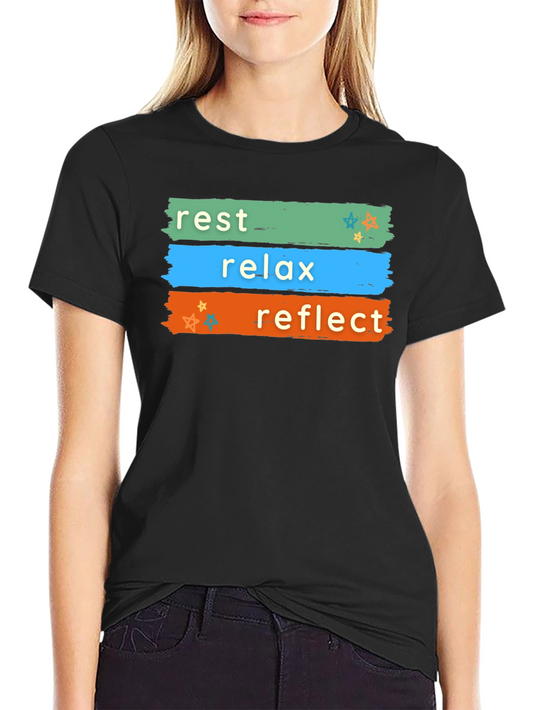 Rest Relax Reflect Graphic T-Shirt - Black Casual Tee