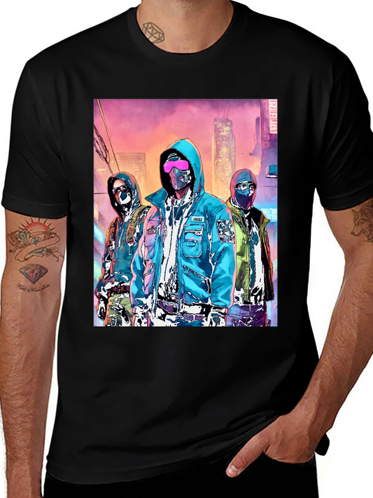 Cyberpunk Gang Graphic Tee - Urban Style