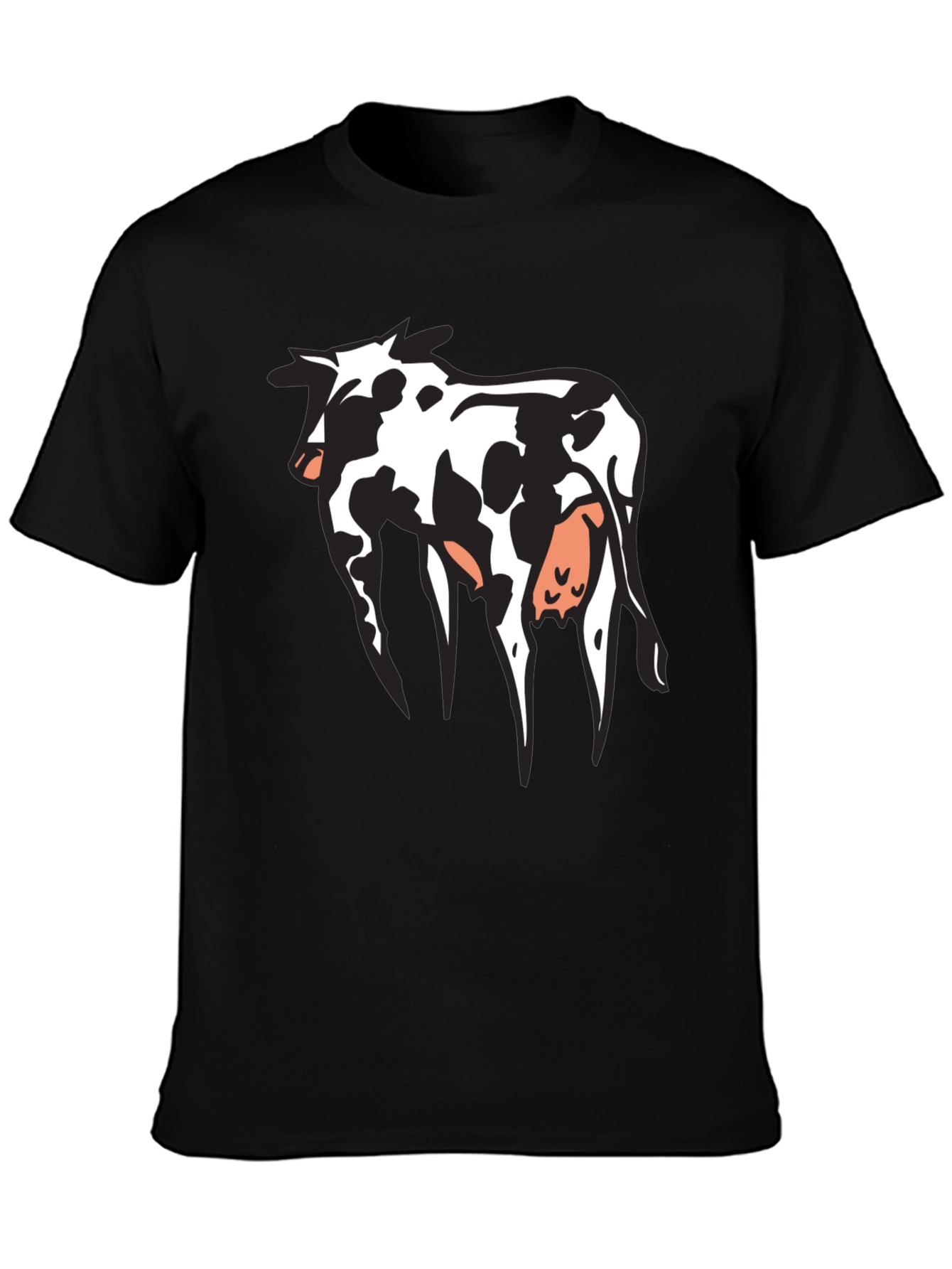 Cow Print Graphic T-Shirt - Black Cotton Tee