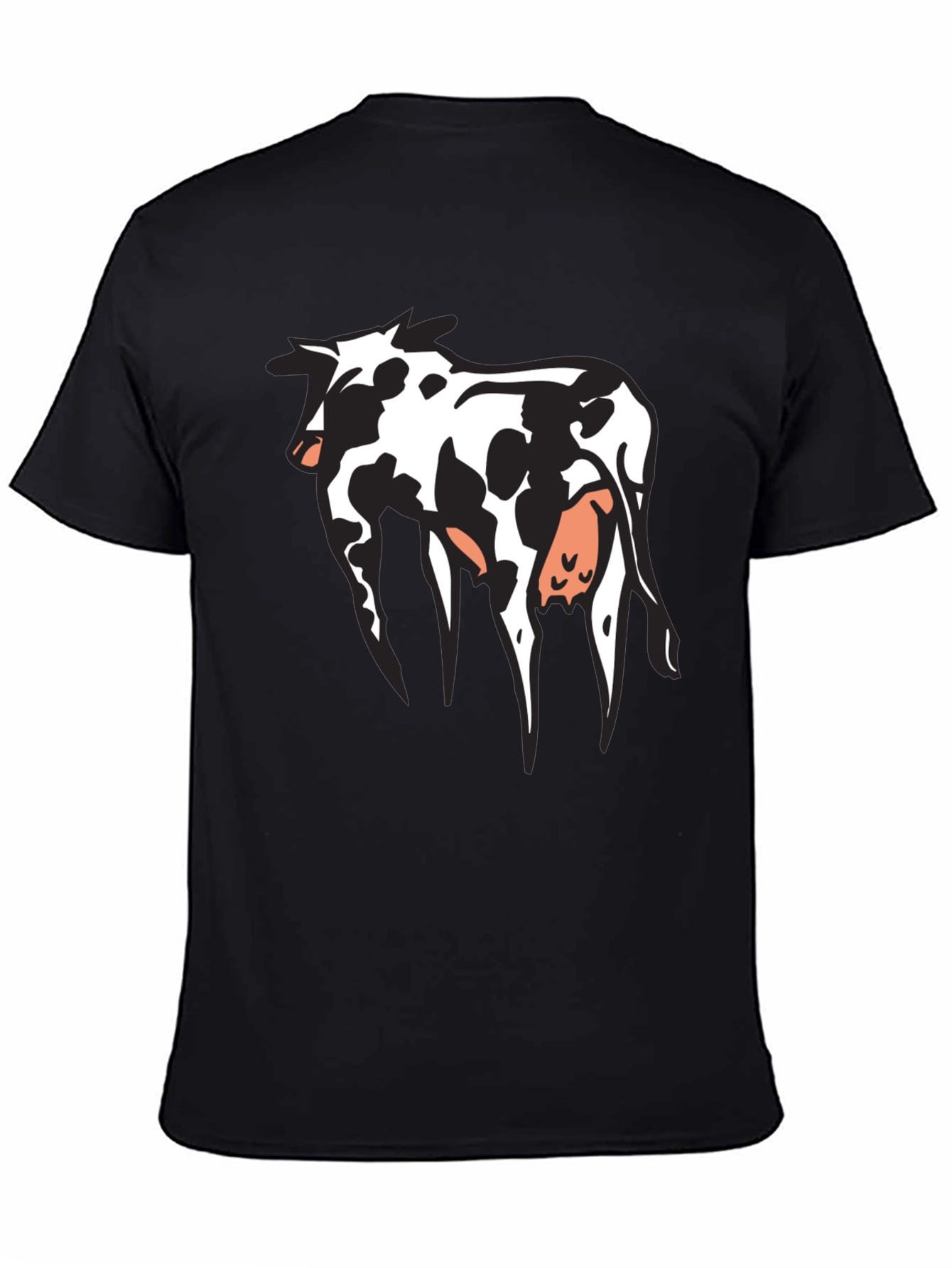 Cow Print Graphic T-Shirt - Black Cotton Tee