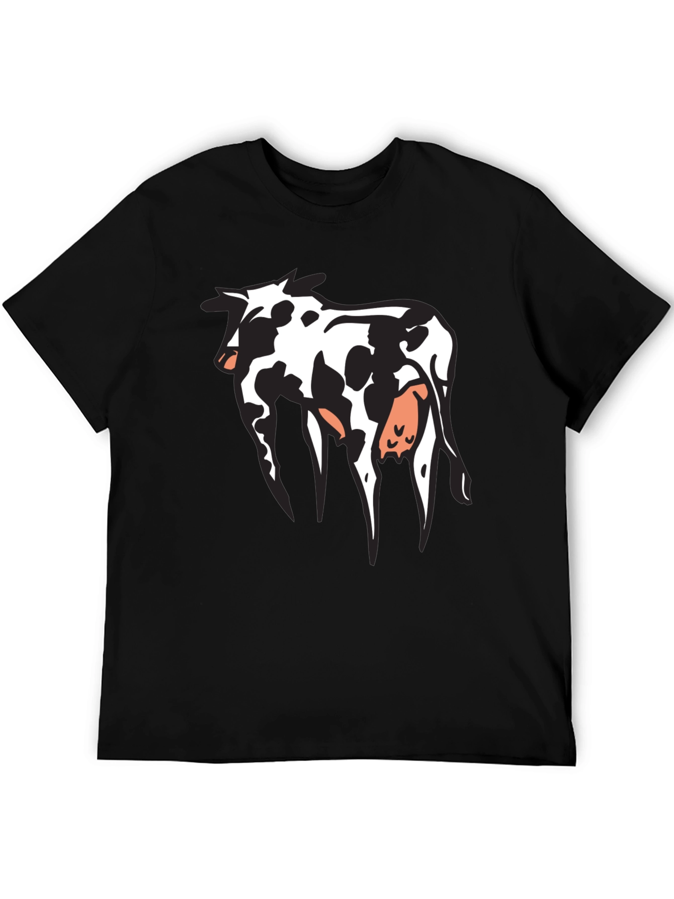 Cow Print Graphic T-Shirt - Black Cotton Tee