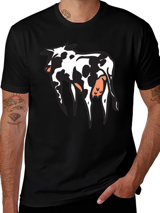 Cow Print Graphic T-Shirt - Black Cotton Tee