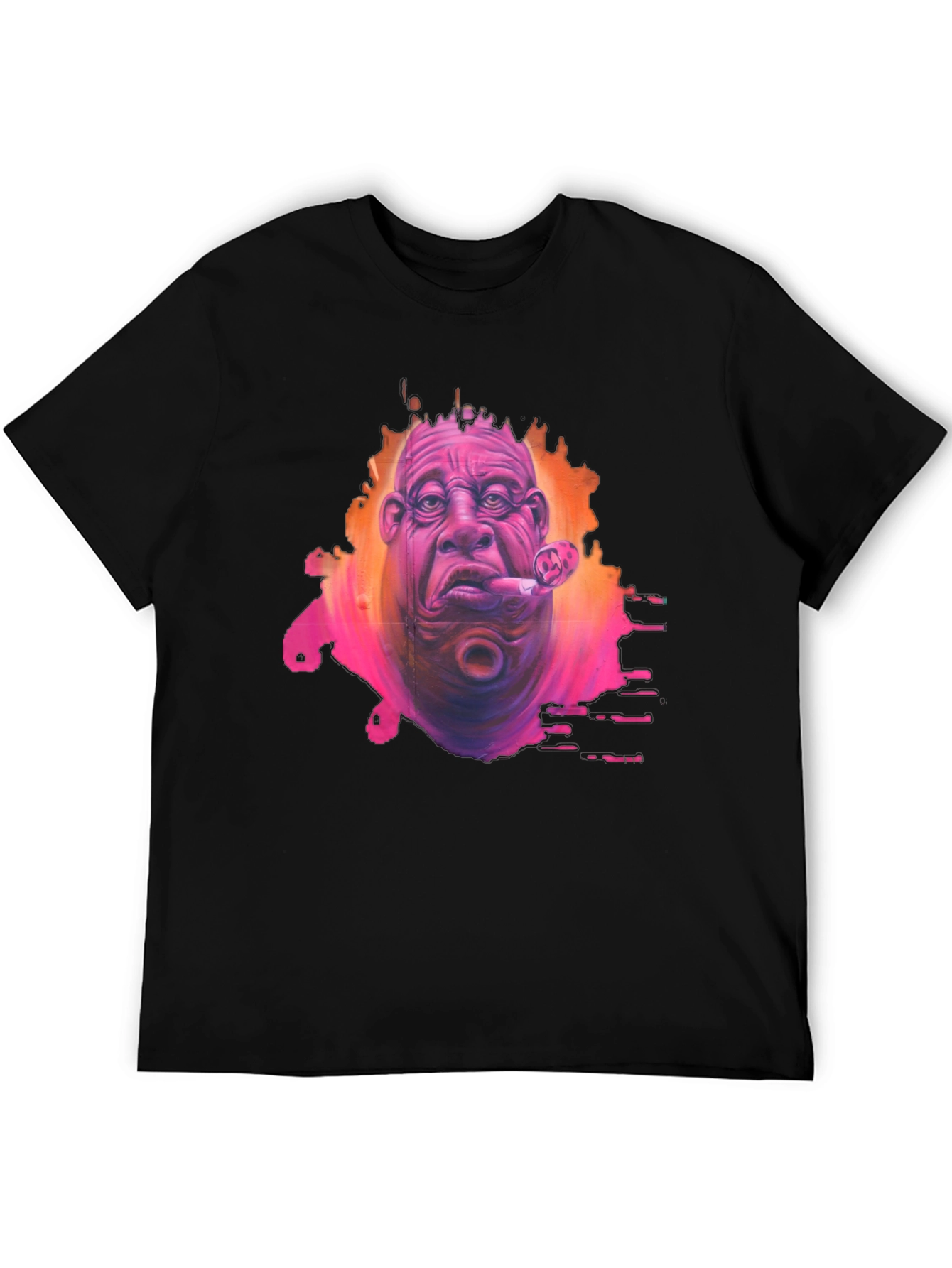 Unique Graphic Print Mens Black T-Shirt