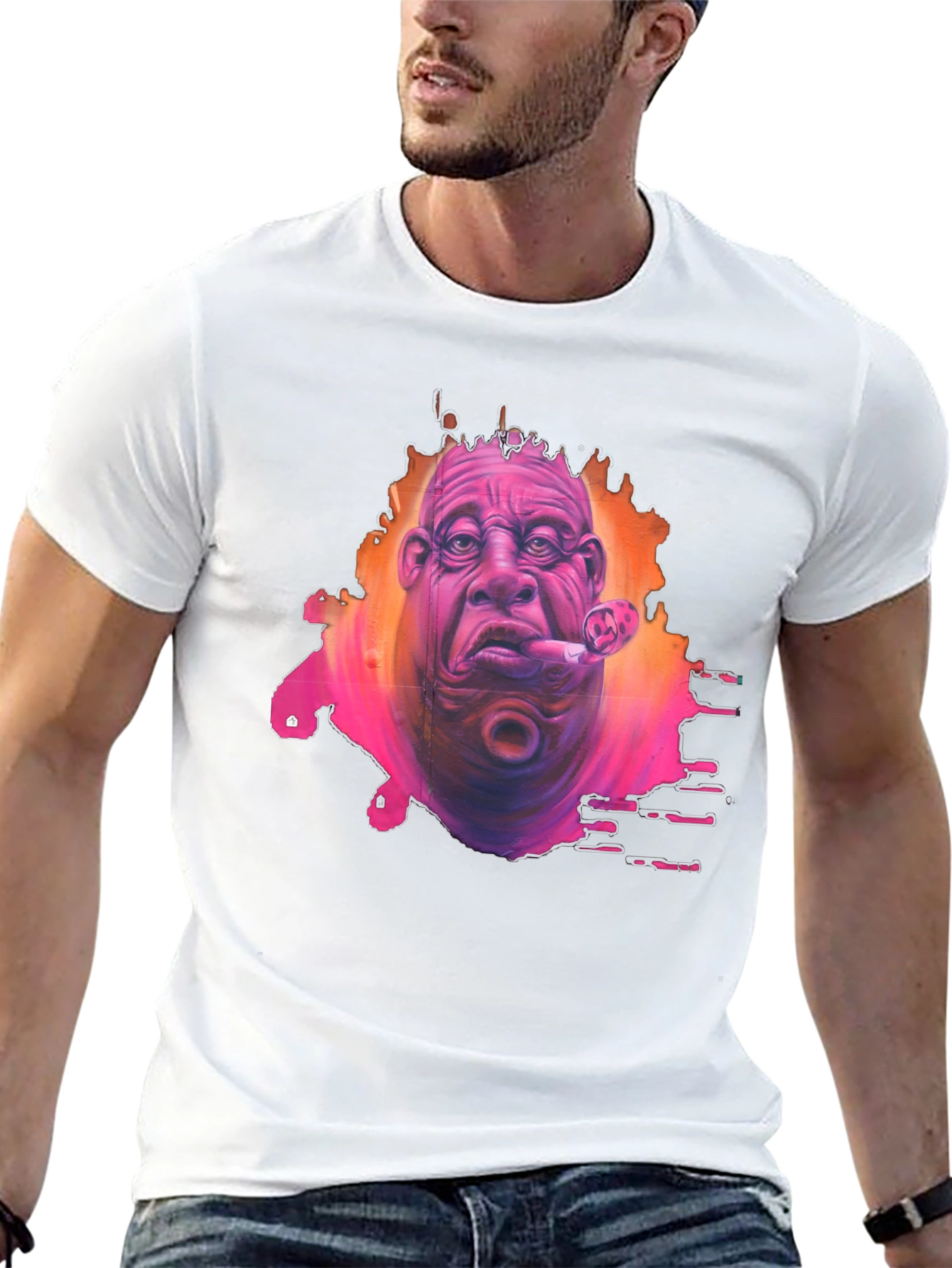 Unique Graphic Print Mens Black T-Shirt