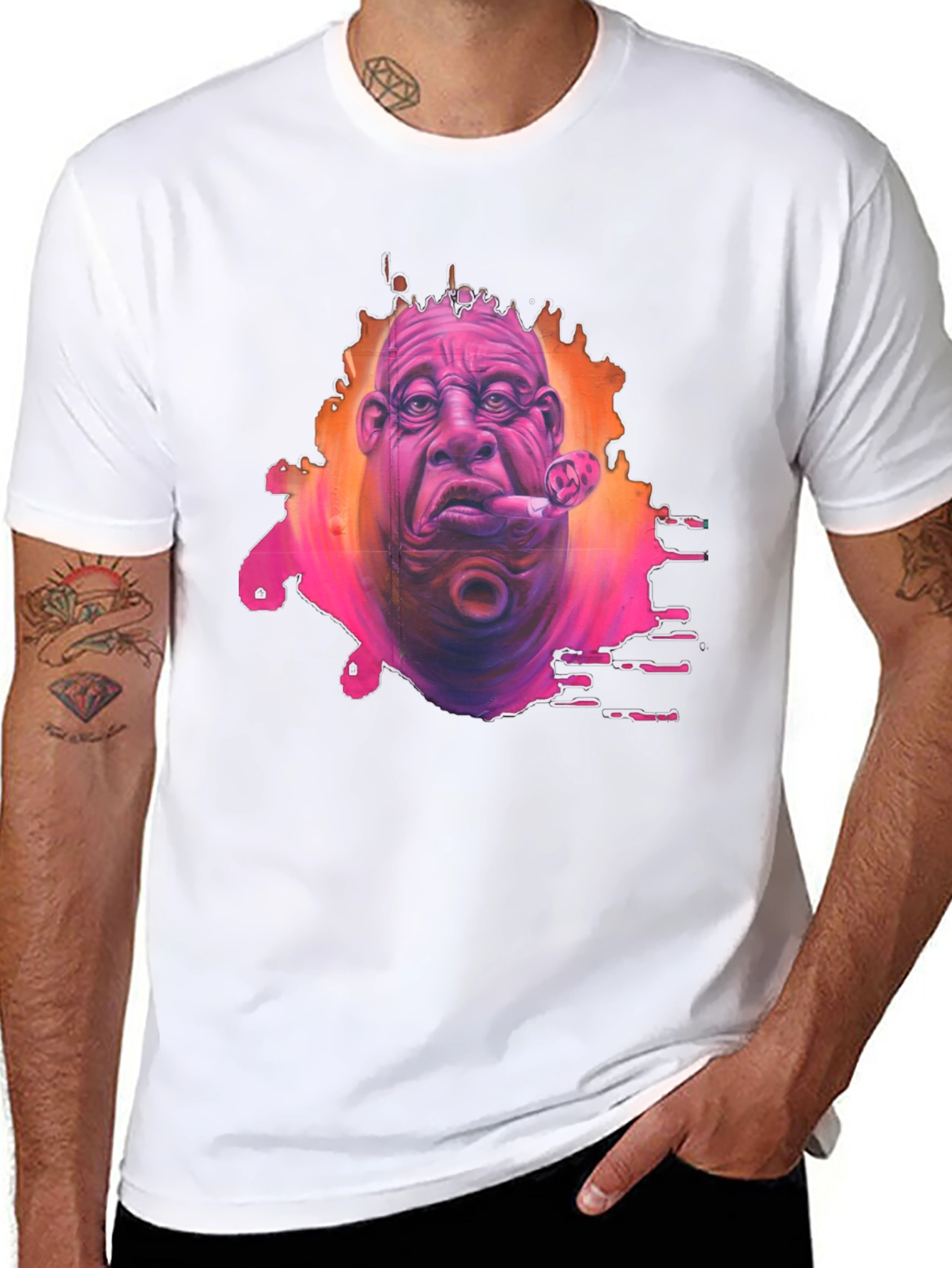 Unique Graphic Print Mens Black T-Shirt