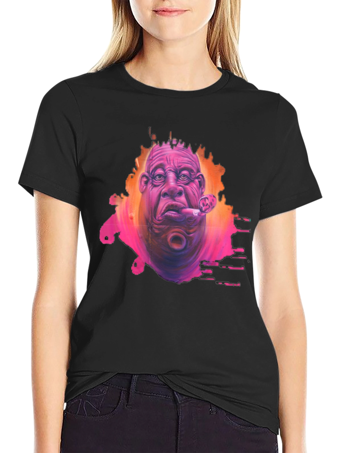 Unique Graphic Print Mens Black T-Shirt