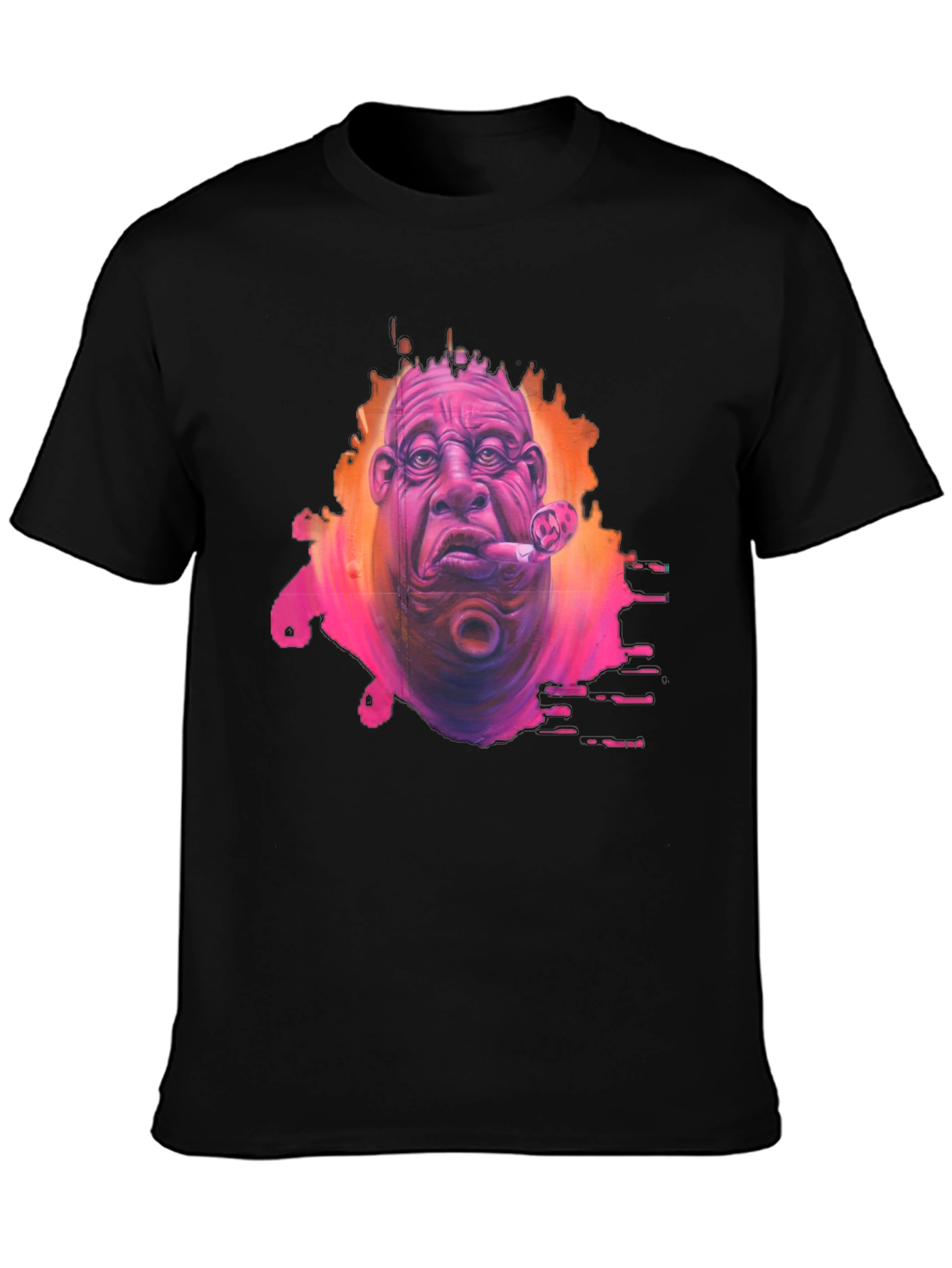 Unique Graphic Print Mens Black T-Shirt