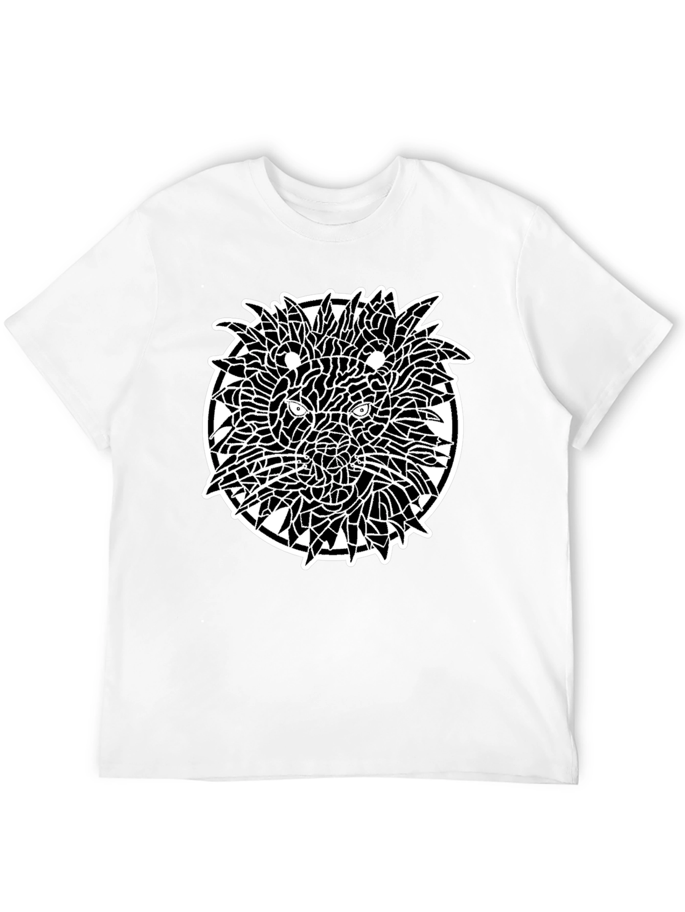 Mosaic Lion Graphic Black T-Shirt