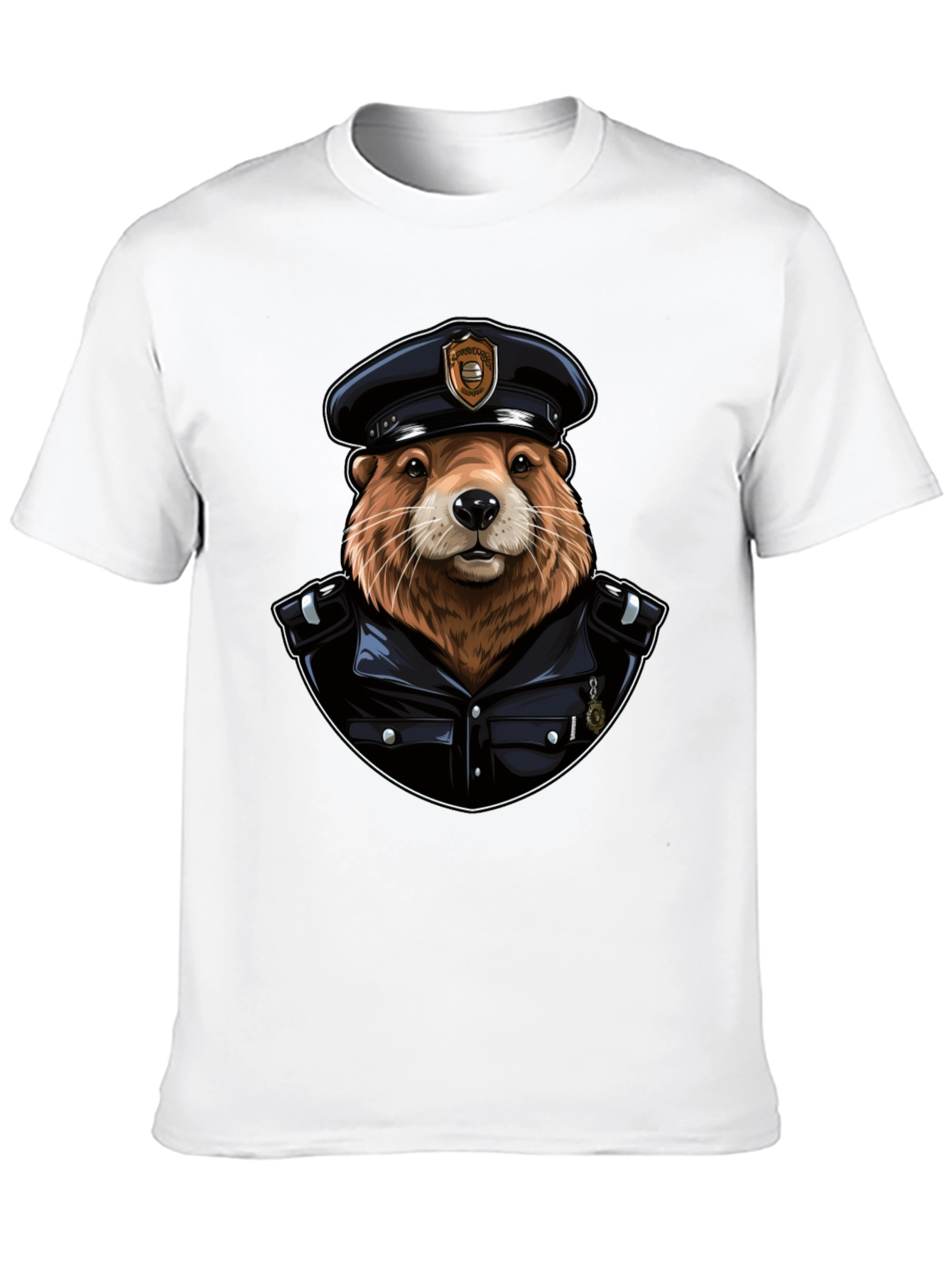 Beaver Cop Graphic Tee - Cool Animal Police T-Shirt