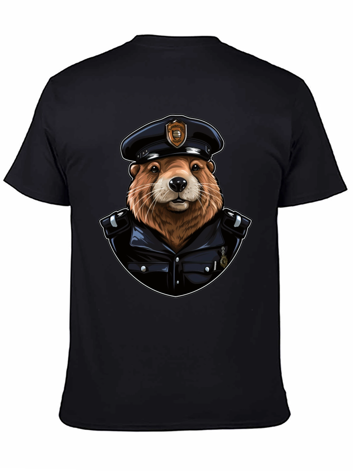 Beaver Cop Graphic Tee - Cool Animal Police T-Shirt