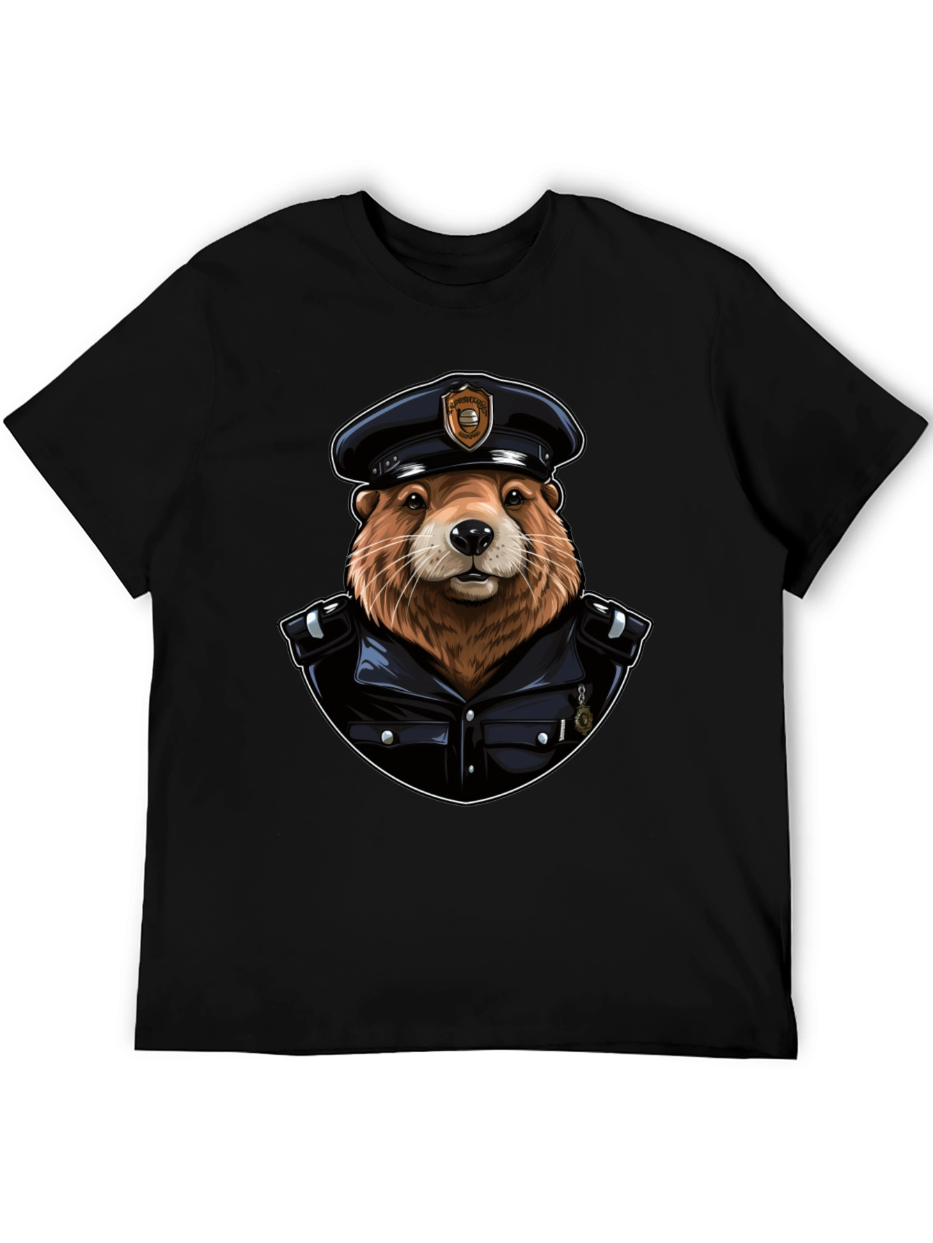 Beaver Cop Graphic Tee - Cool Animal Police T-Shirt