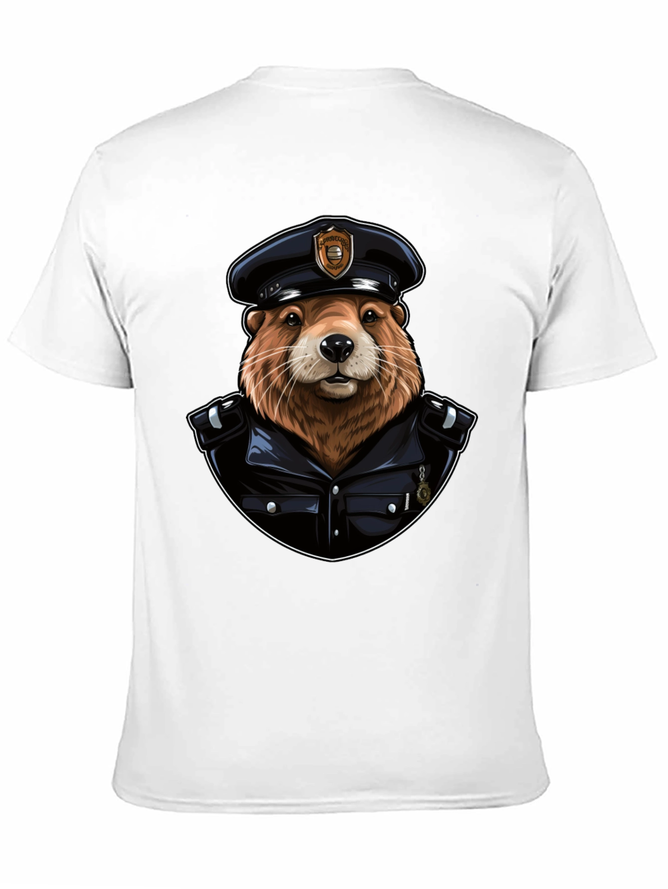 Beaver Cop Graphic Tee - Cool Animal Police T-Shirt