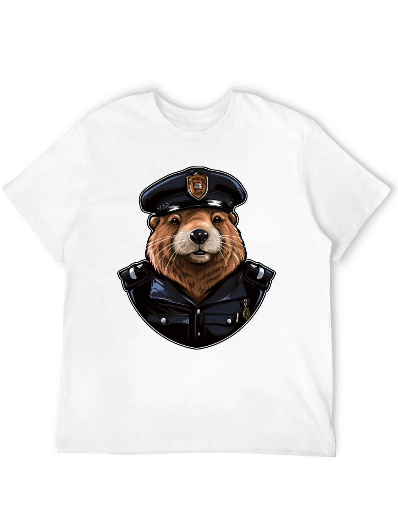 Beaver Cop Graphic Tee - Cool Animal Police T-Shirt