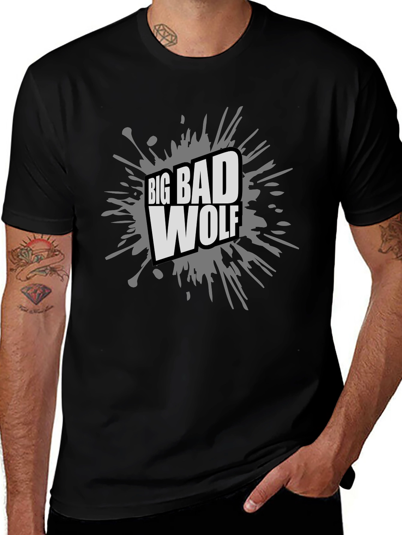 Big Bad Wolf Graphic Tee - Black Cotton T-Shirt