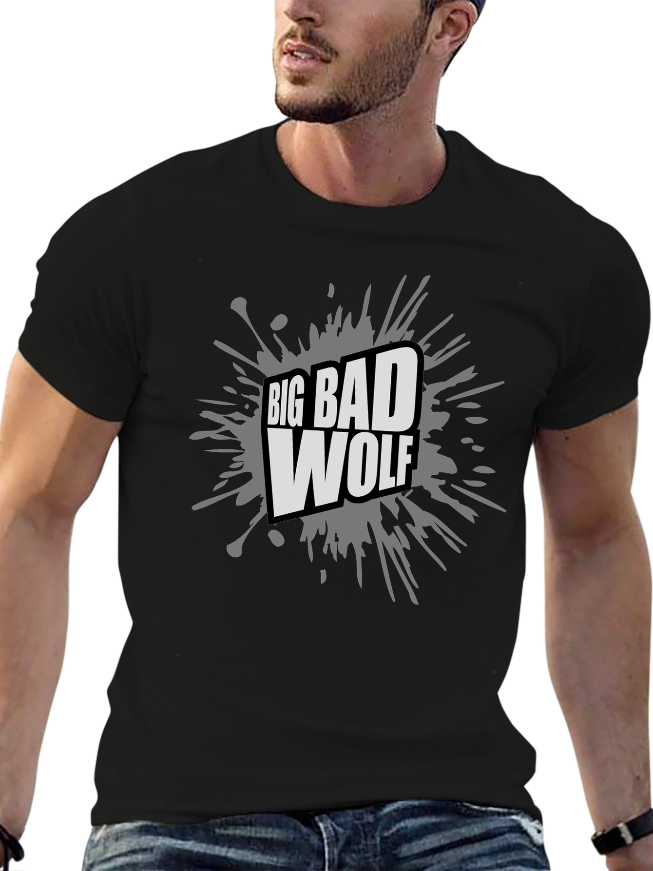 Big Bad Wolf Graphic Tee - Black Cotton T-Shirt
