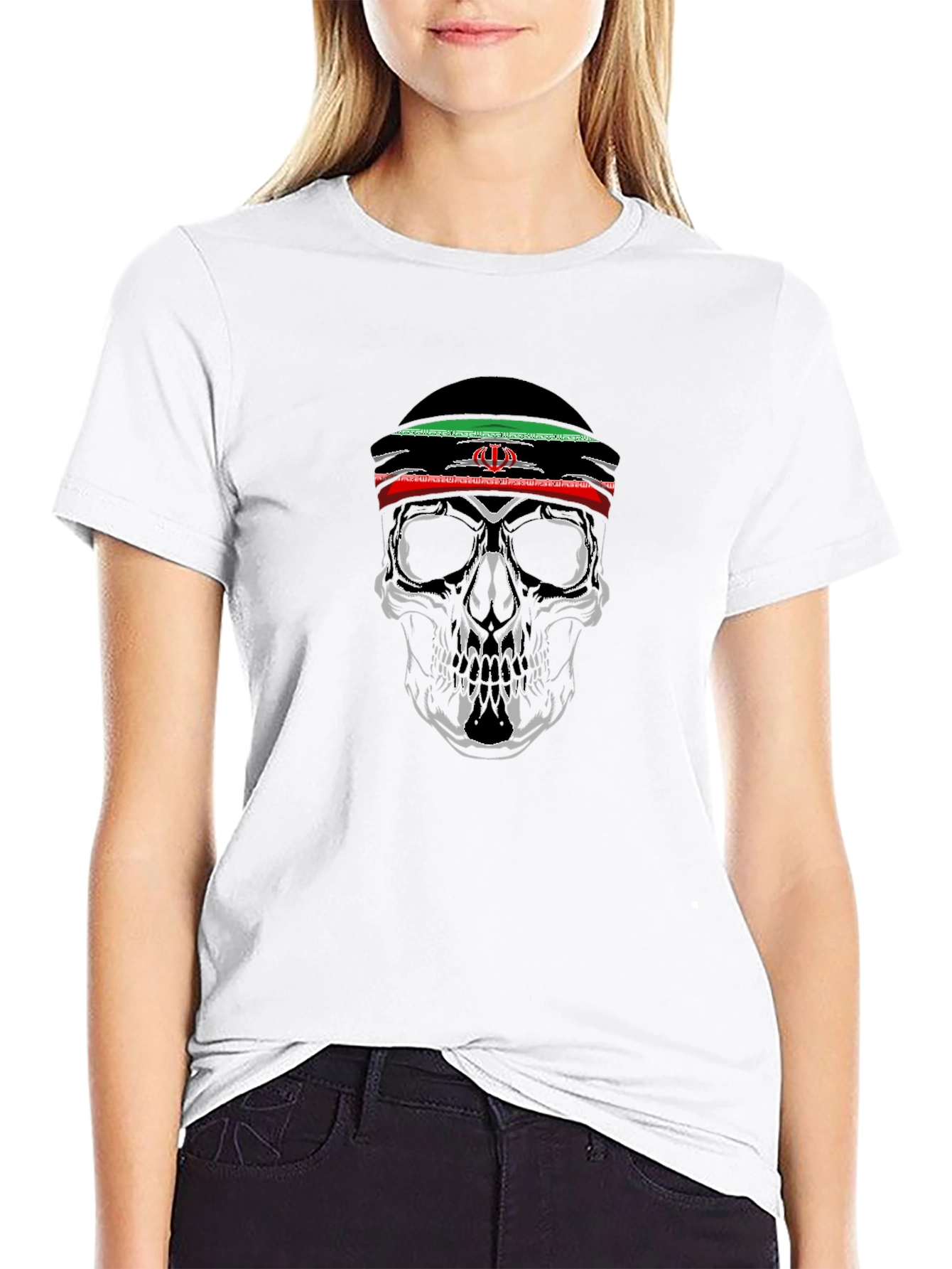Skull Graphic Tee - Iran Flag Headband