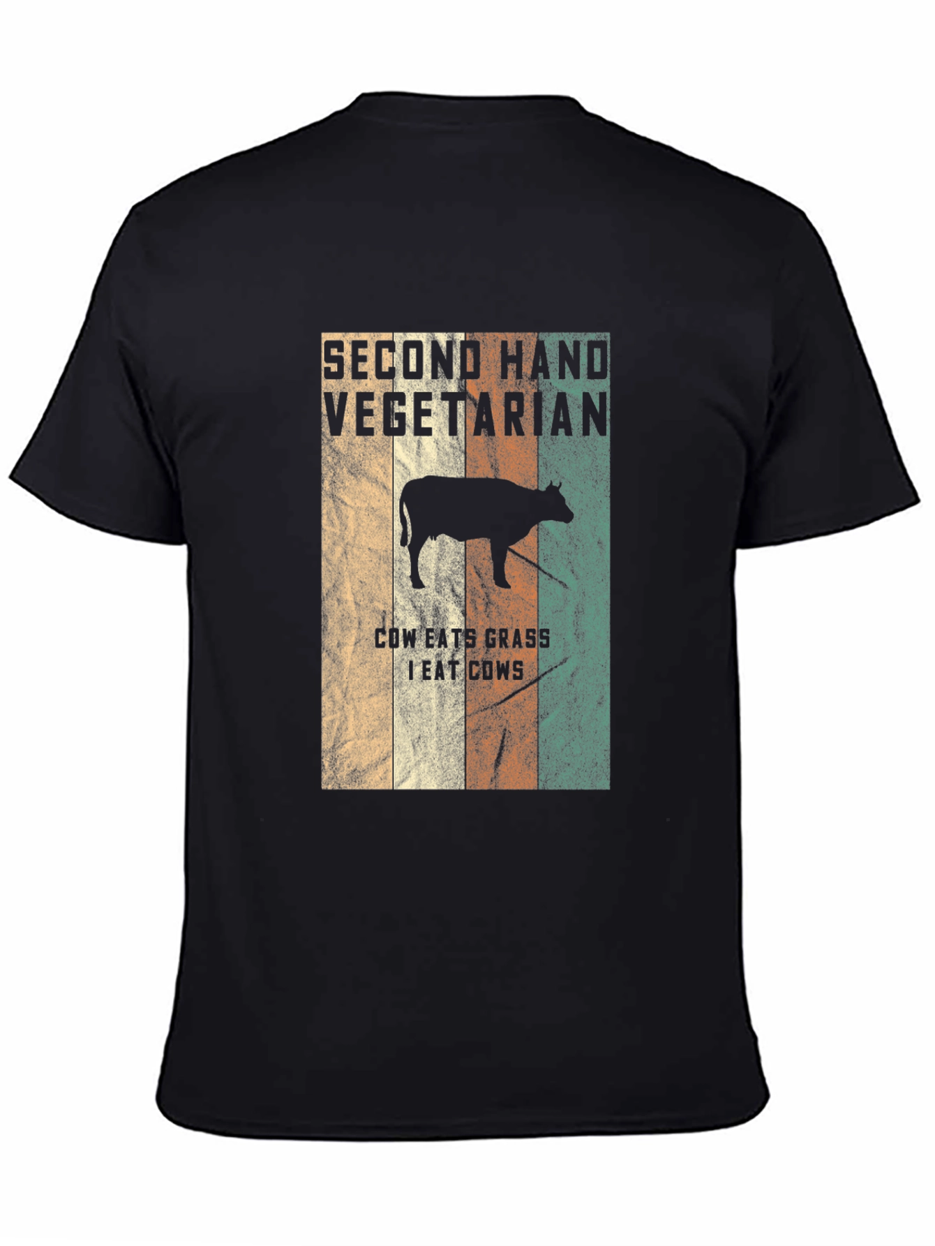 Second Hand Vegetarian T-Shirt Funny Cow Graphic Tee