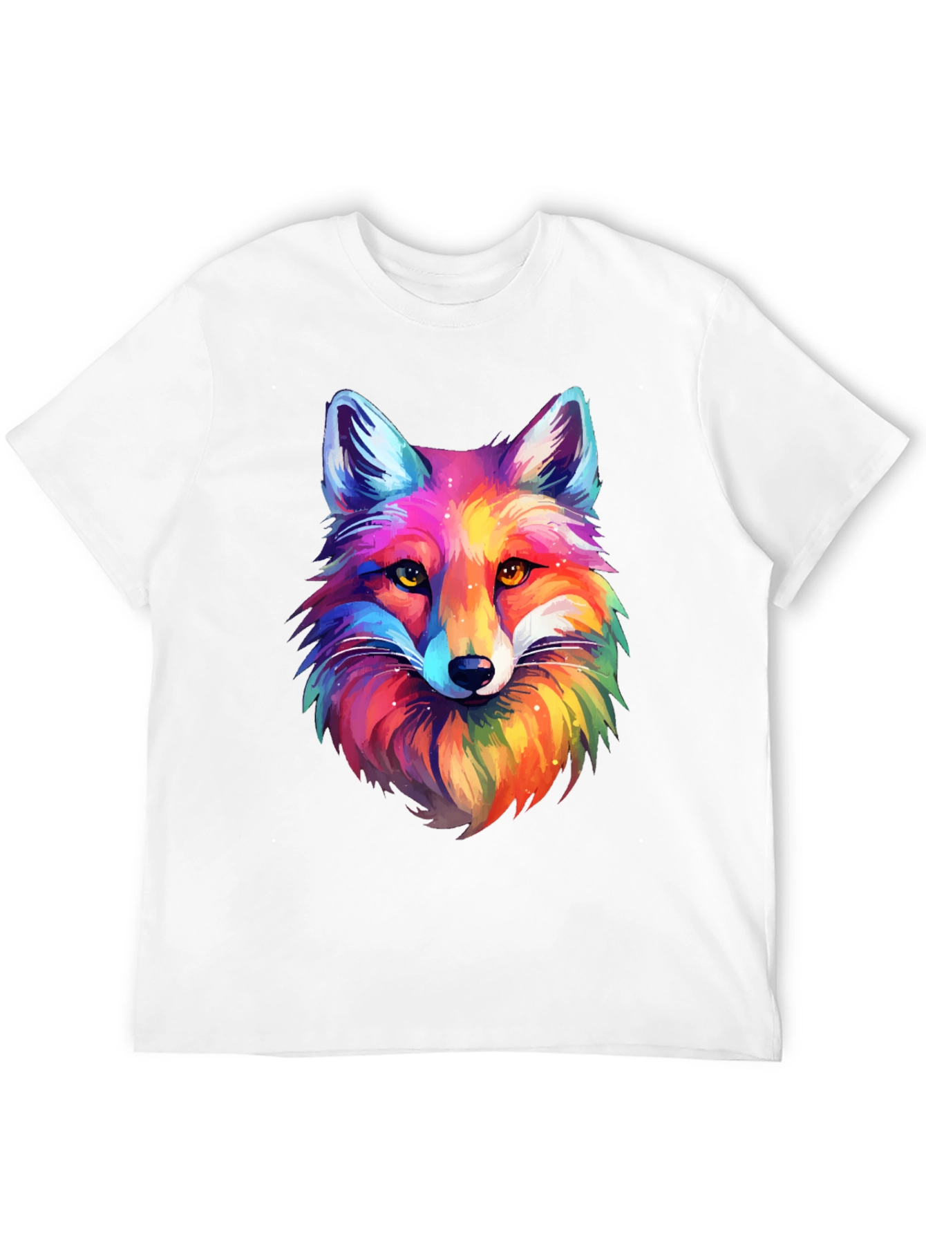 Vibrant Rainbow Fox Graphic Tee - Unisex Black T-Shirt
