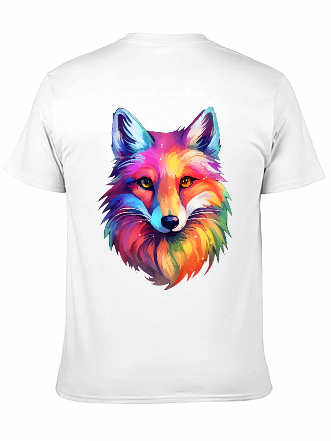 Vibrant Rainbow Fox Graphic Tee - Unisex Black T-Shirt