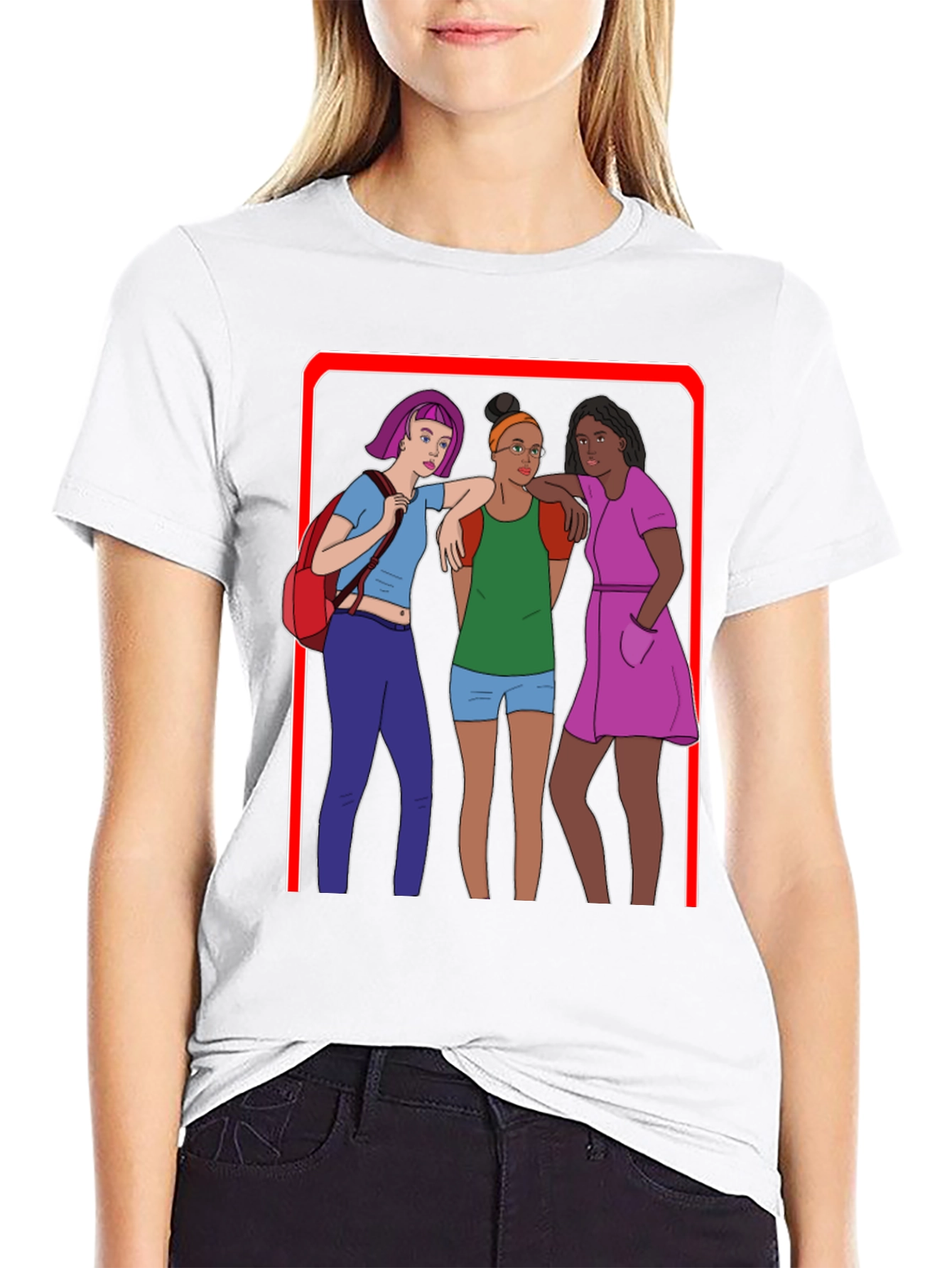 Cartoon Graphic T-Shirt - Three Friends