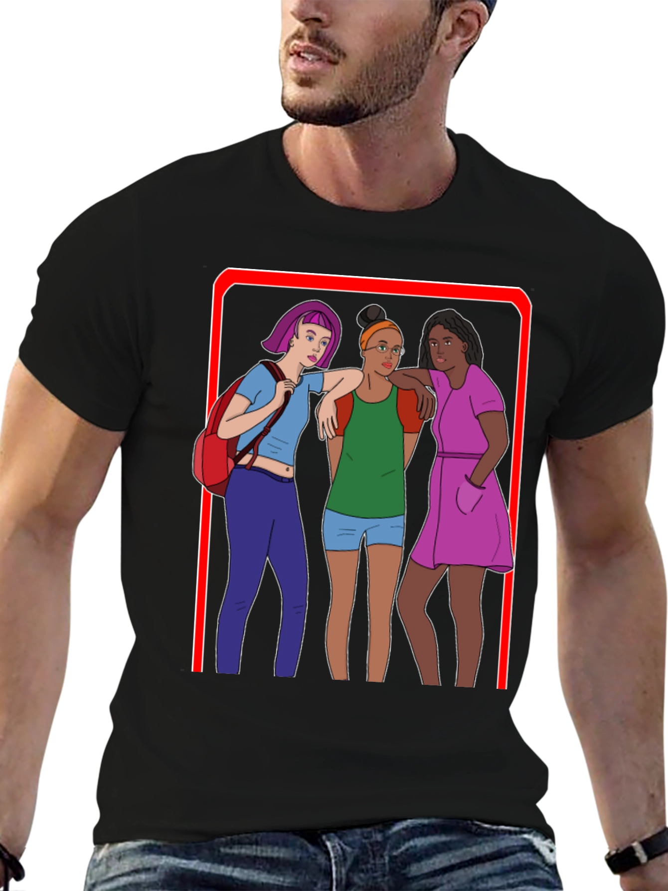 Cartoon Graphic T-Shirt - Three Friends