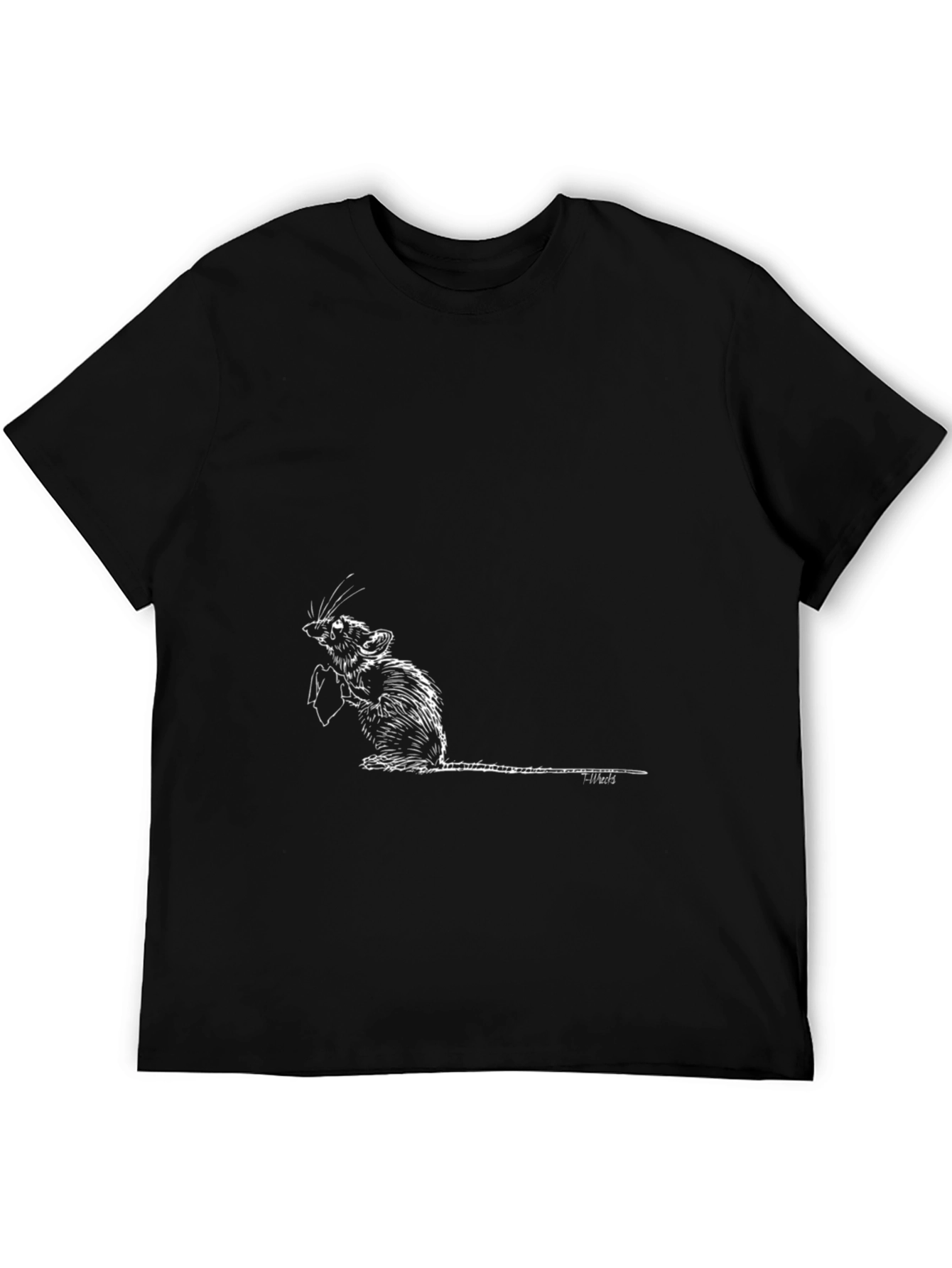 Rat Holding Sign Black Graphic Tee