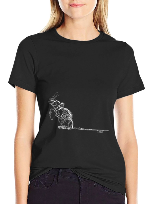 Rat Holding Sign Black Graphic Tee