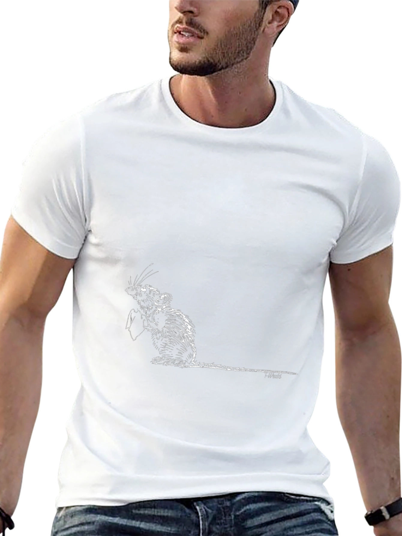 Rat Holding Sign Black Graphic Tee