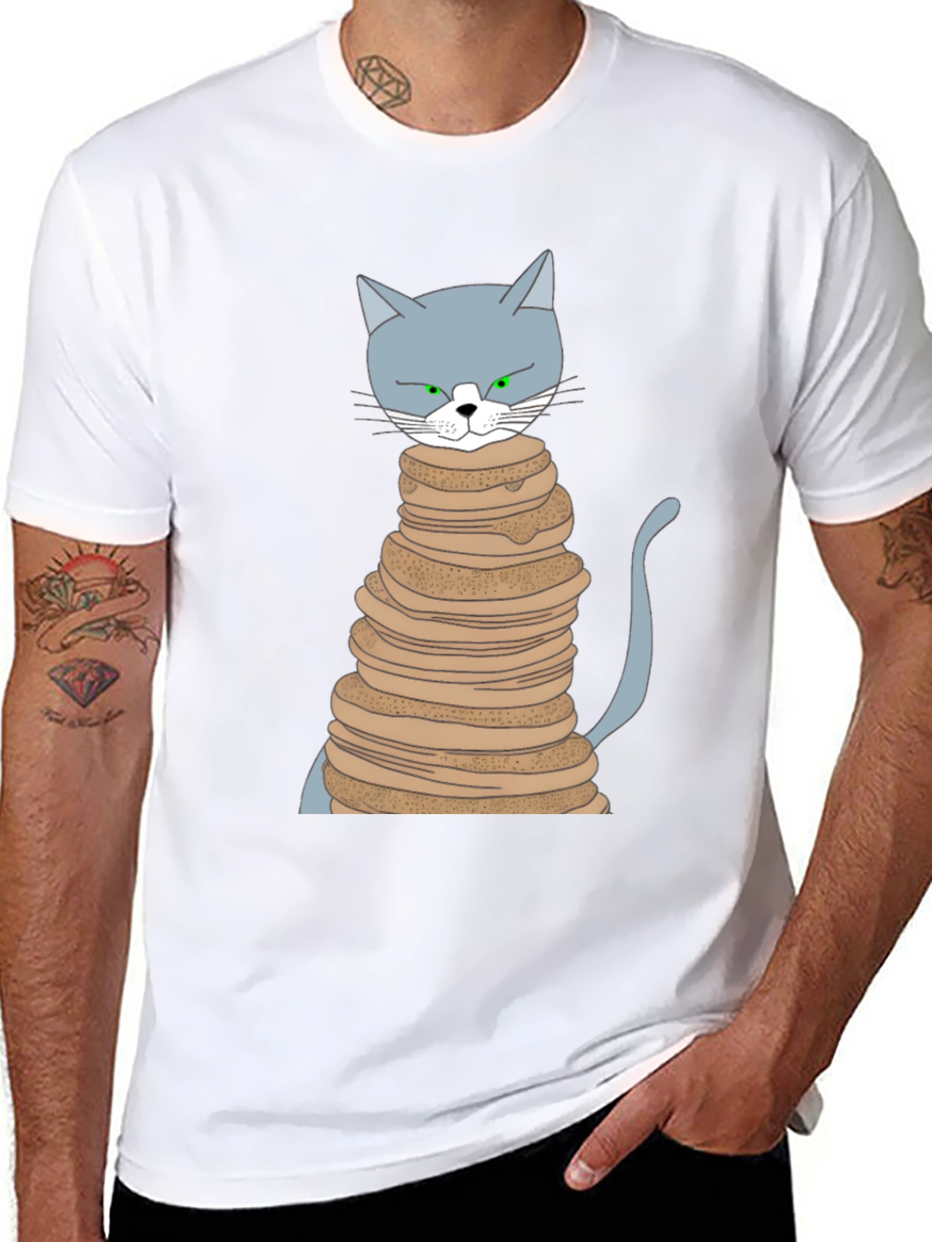 Cat Pancake Stack Graphic T-Shirt