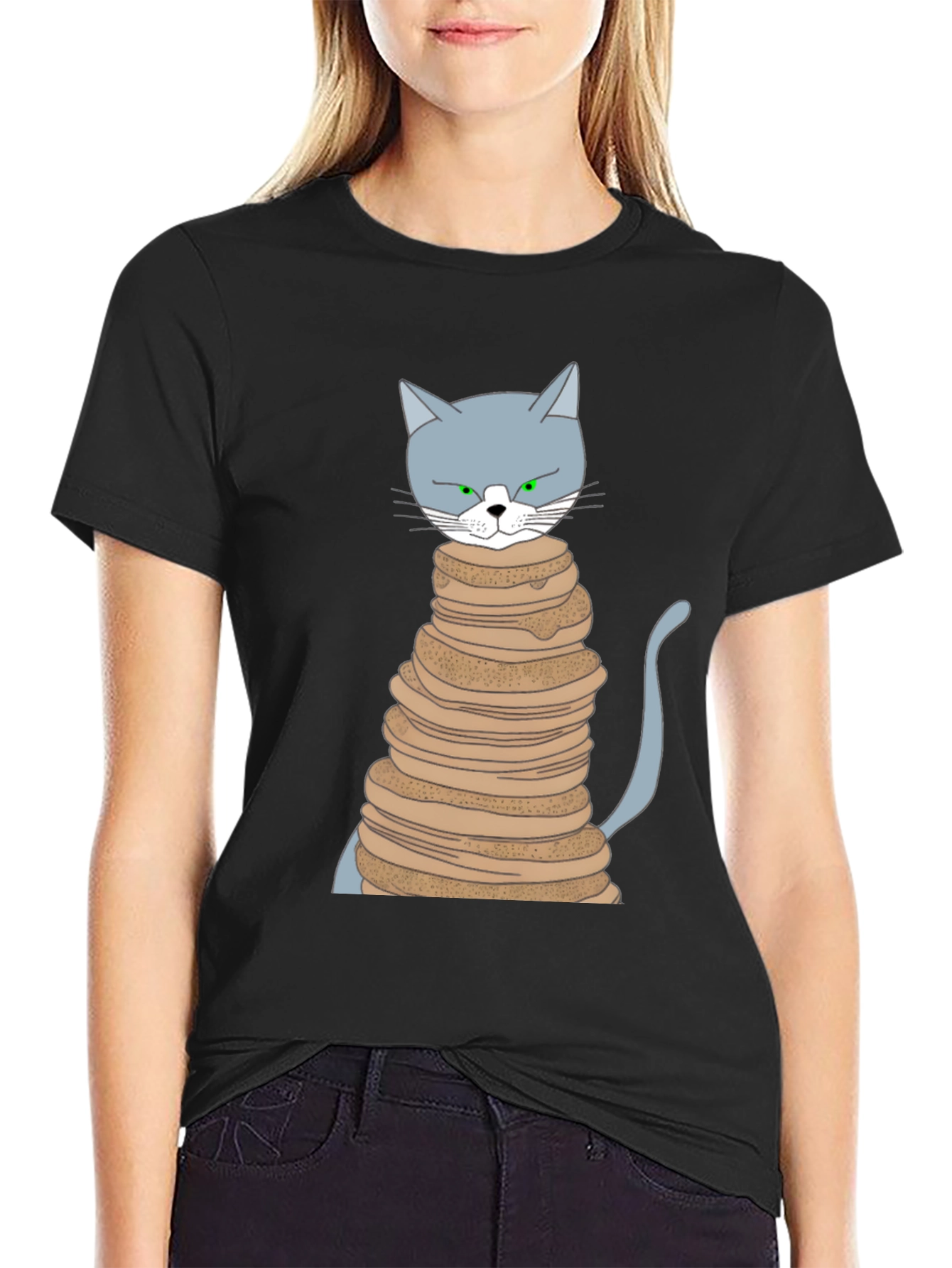 Cat Pancake Stack Graphic T-Shirt