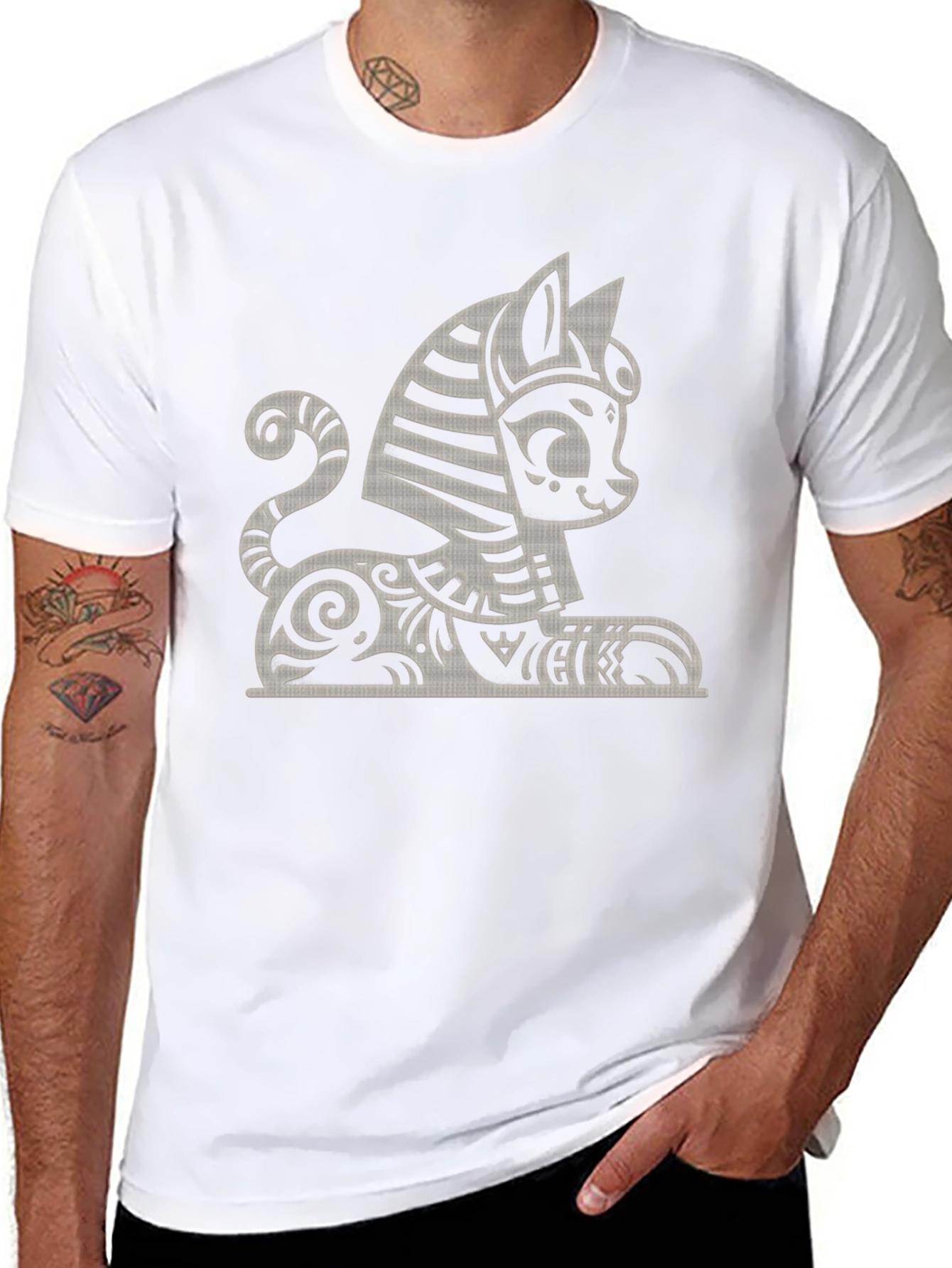 Egyptian Cat Sphinx Graphic Tee - Black T-Shirt