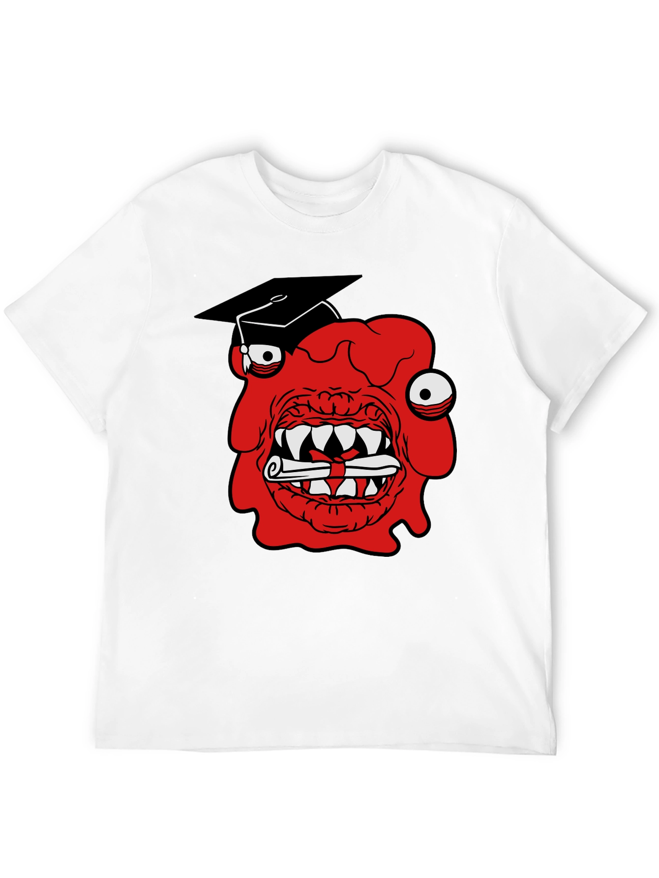 Graduating Monster Graphic T-Shirt - Mens Black Tee