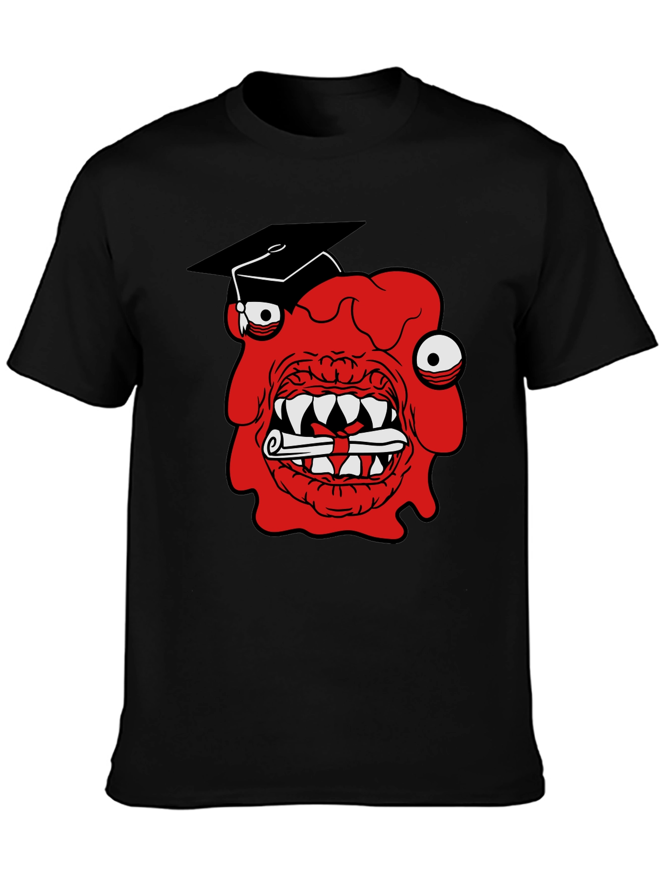 Graduating Monster Graphic T-Shirt - Mens Black Tee