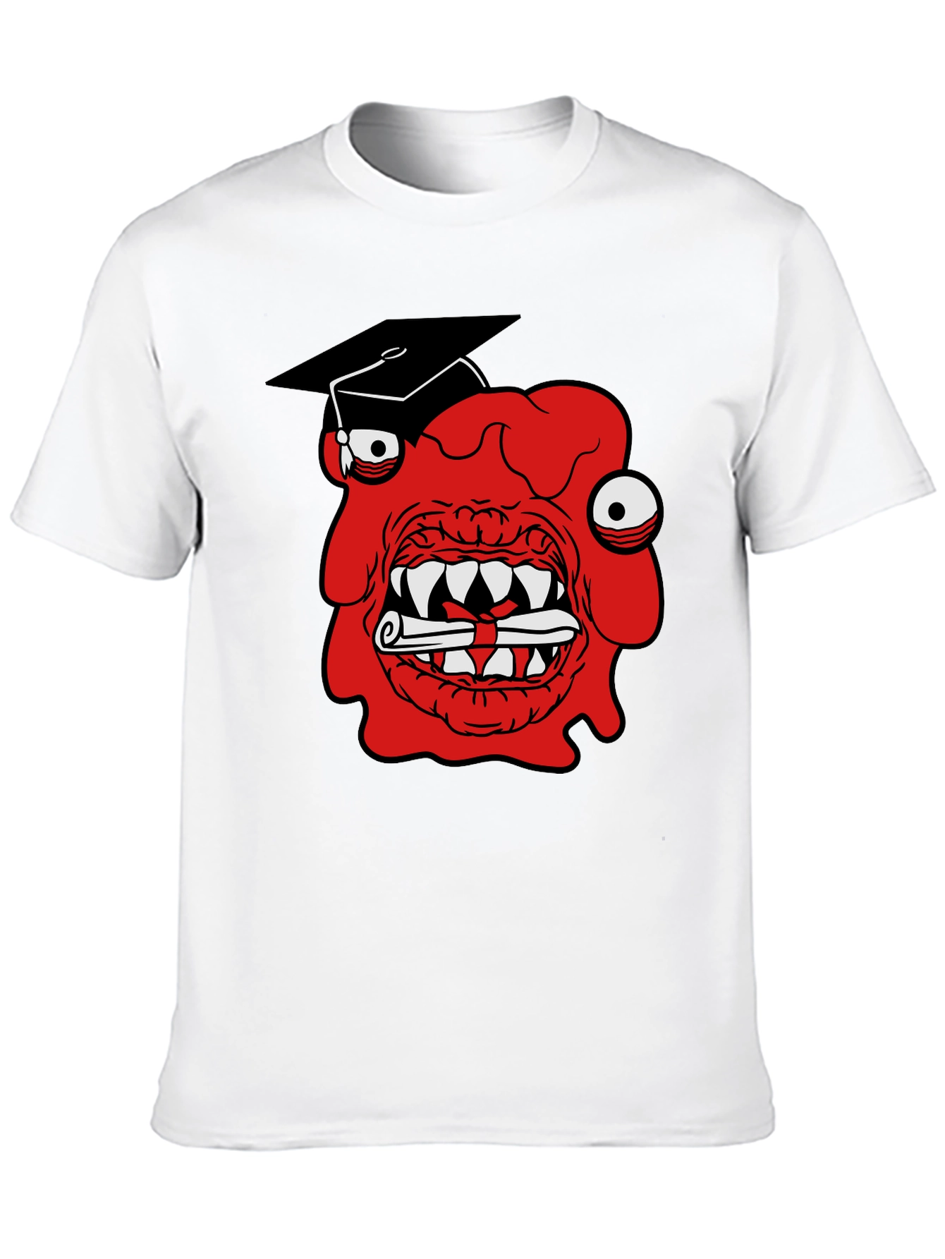 Graduating Monster Graphic T-Shirt - Mens Black Tee