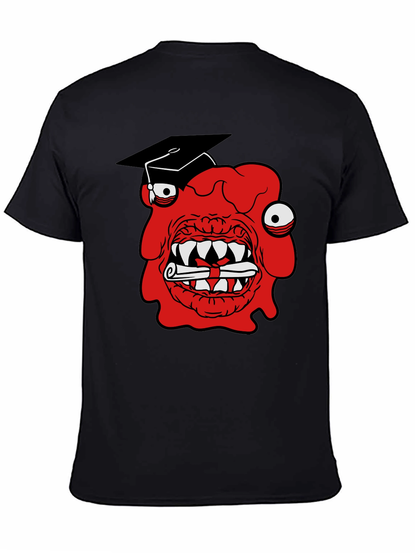Graduating Monster Graphic T-Shirt - Mens Black Tee
