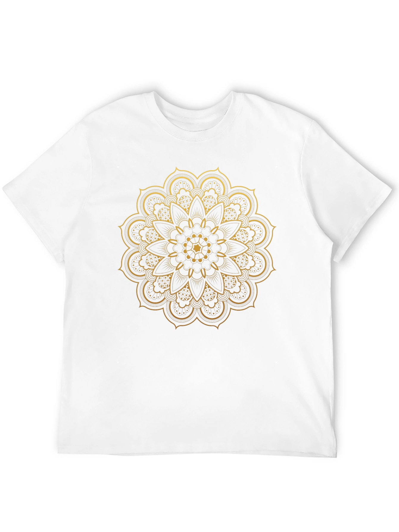 Black T-Shirt with Gold Mandala Design