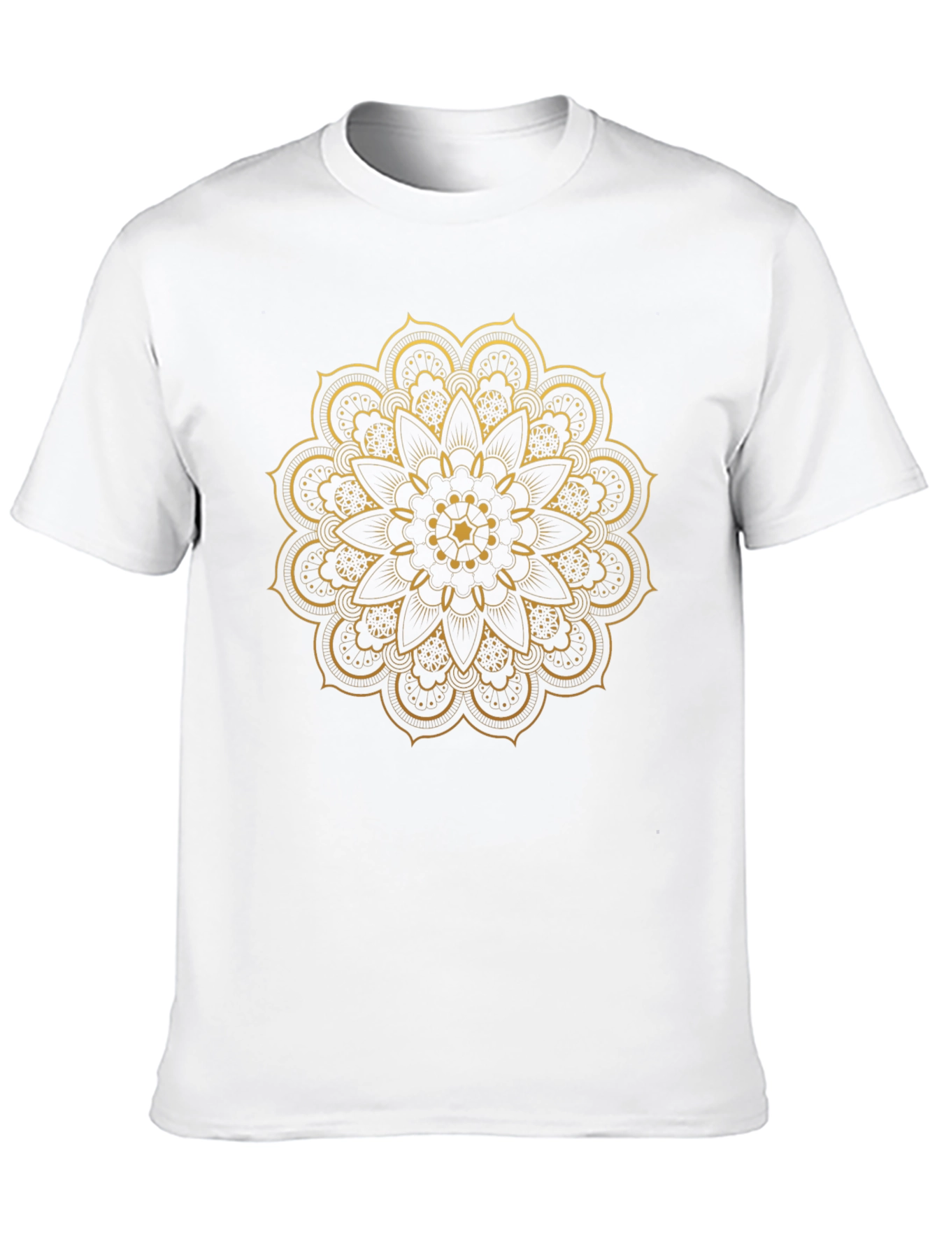 Black T-Shirt with Gold Mandala Design