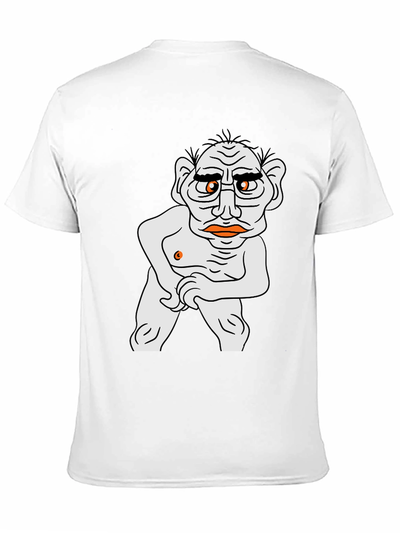 Mens Black T-Shirt with Funny Old Man Cartoon