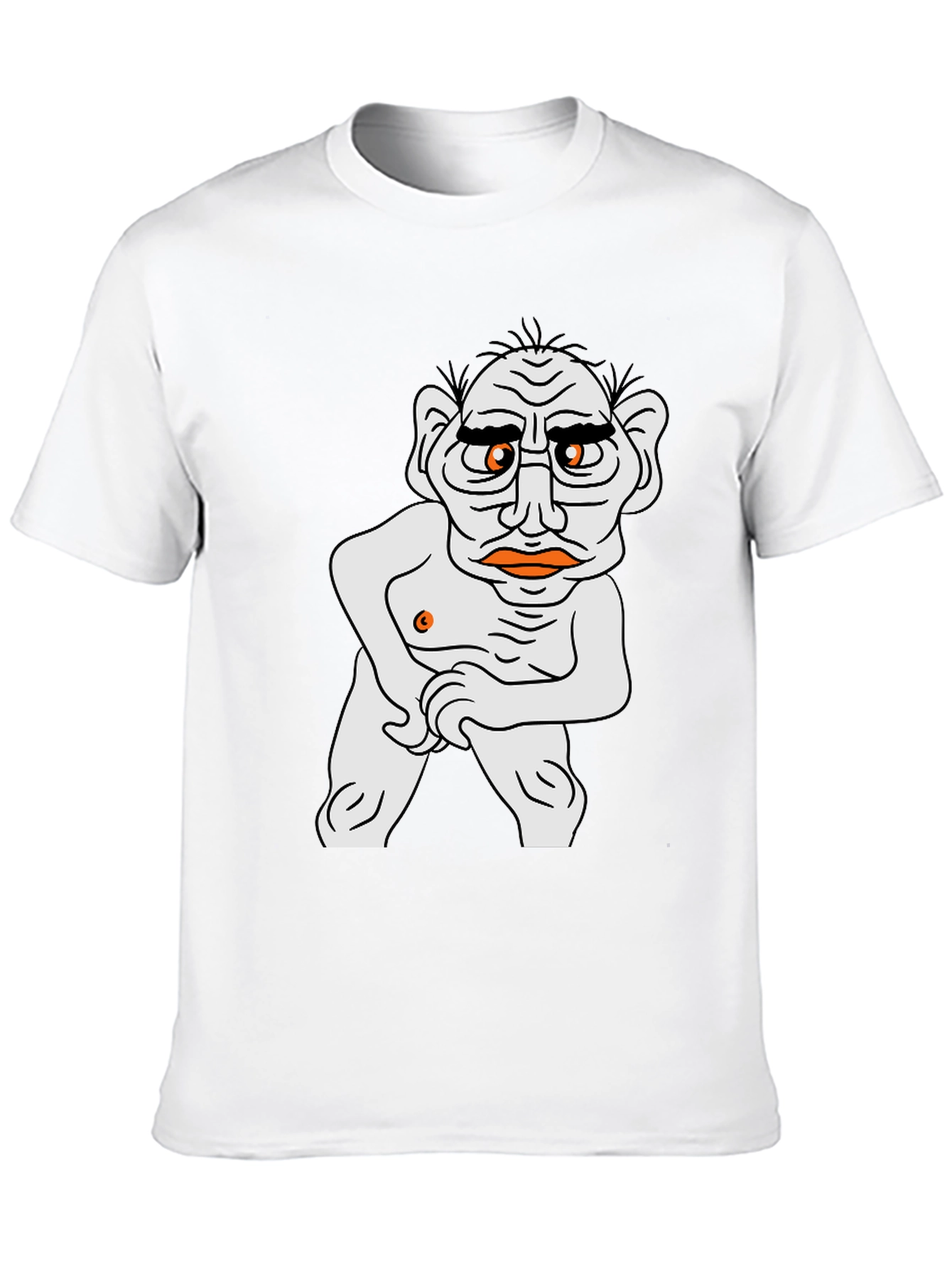 Mens Black T-Shirt with Funny Old Man Cartoon
