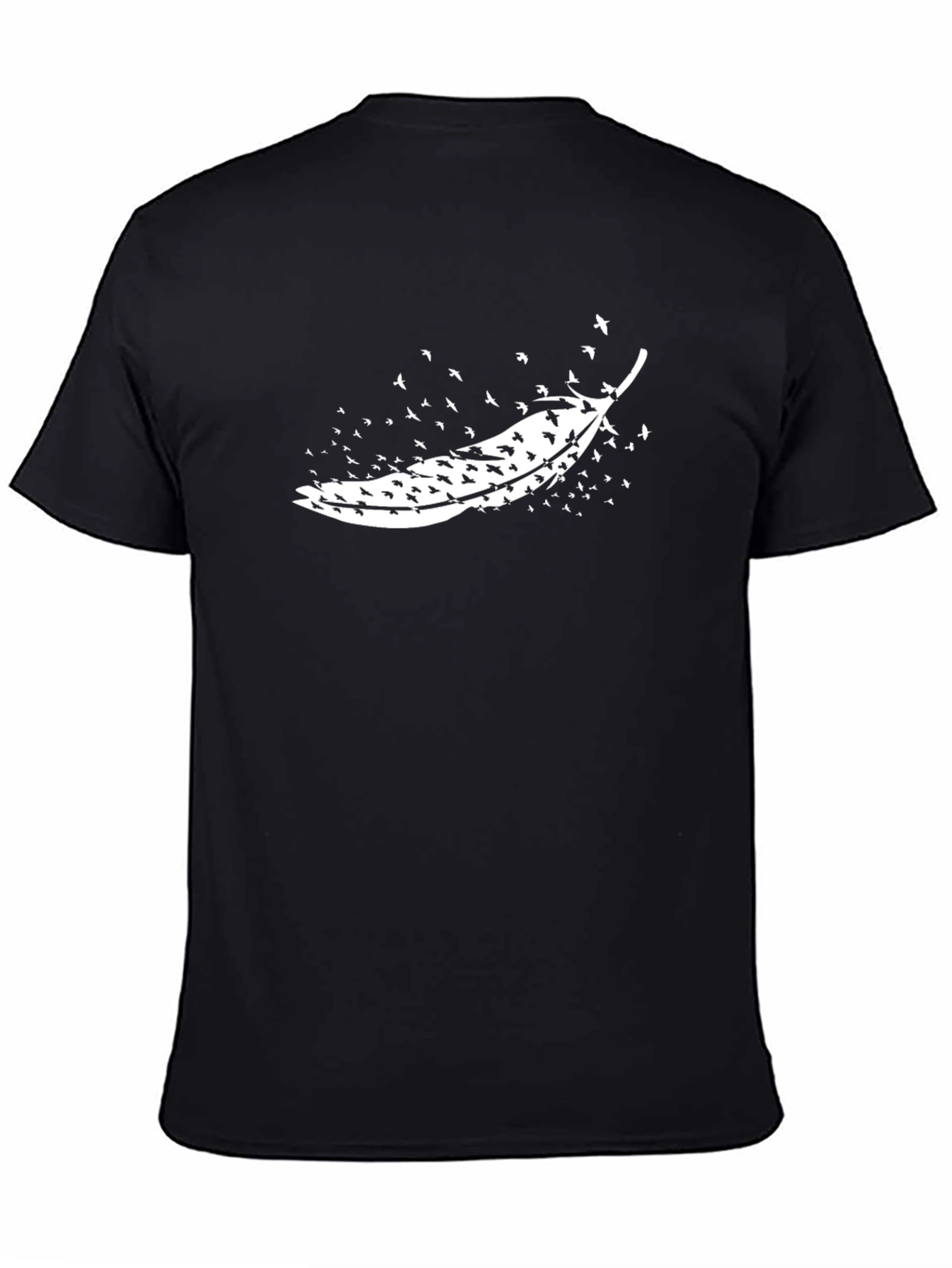 Feather Birds Graphic T-Shirt - Black